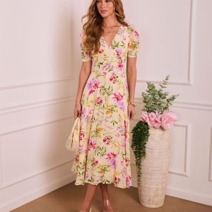 Daytime Darling Pleated Floral Midi Dress
