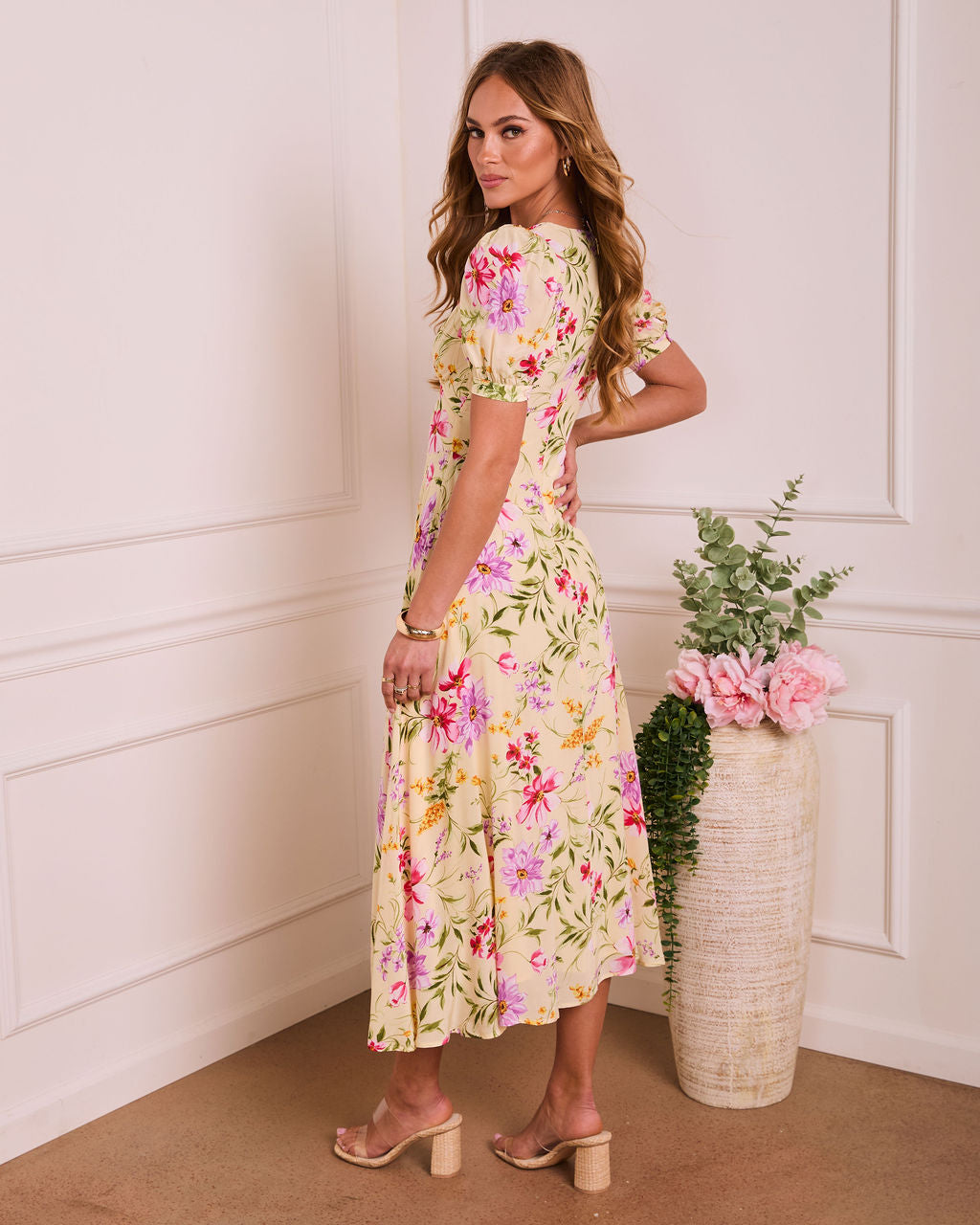 Daytime Darling Pleated Floral Midi Dress - Image 4