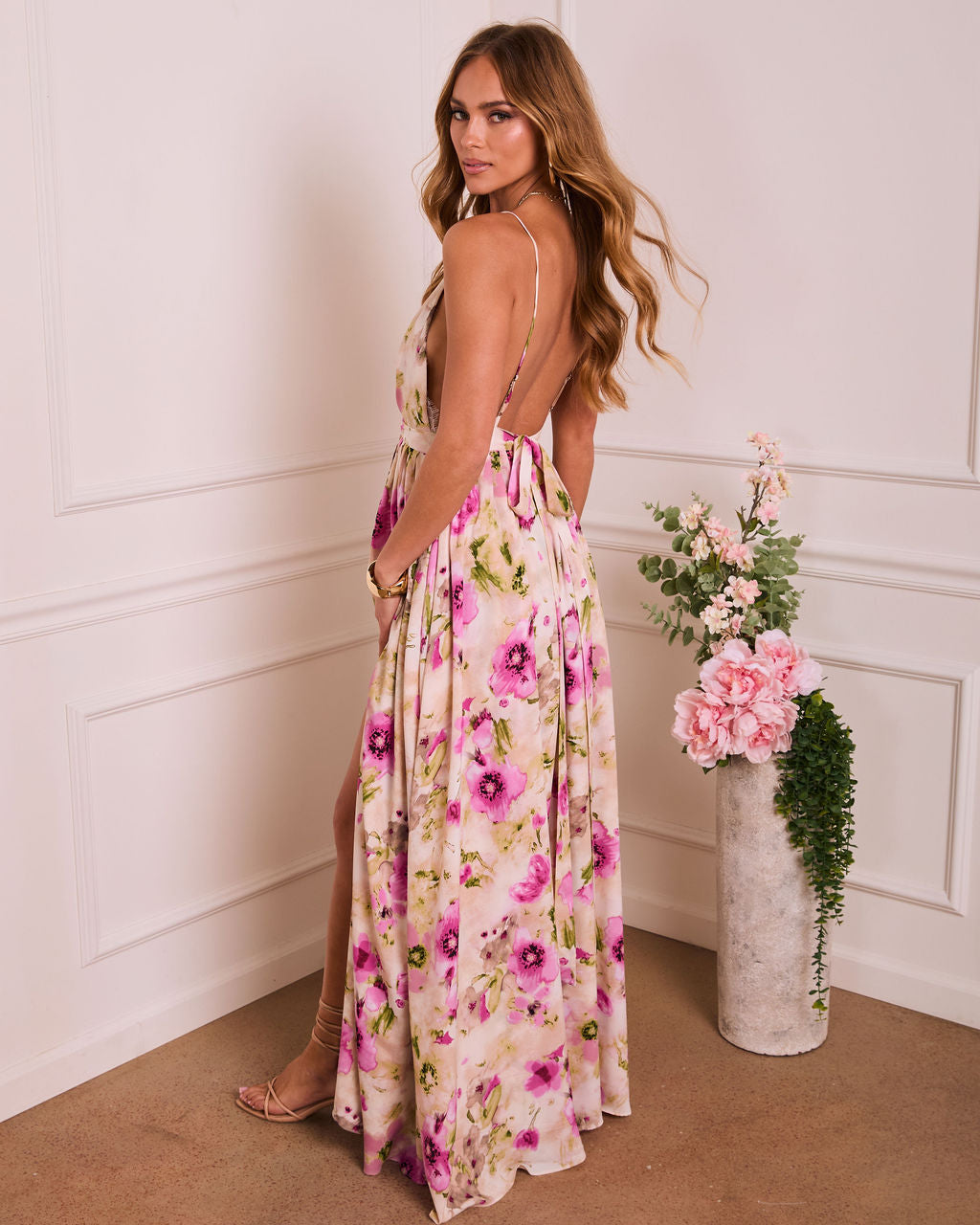Blooming Muse Plunging Floral Maxi Dress - Image 4