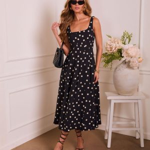 Subtle Allure Polka Dot Maxi Dress