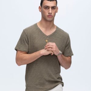 Slub Jersey V-Neck Tee - Army