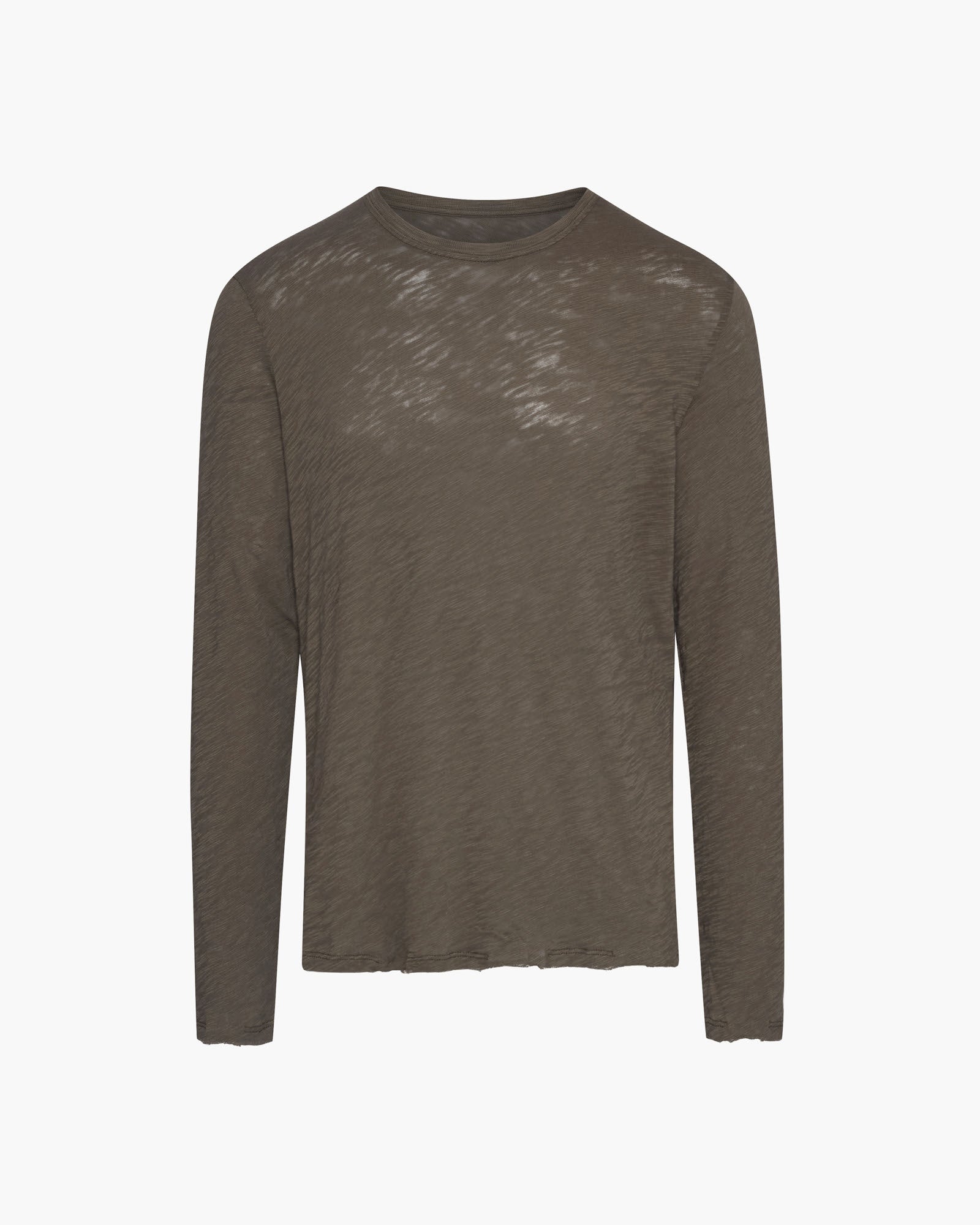 Slub Jersey Long Sleeve Destroyed Wash Tee - Army - Image 6