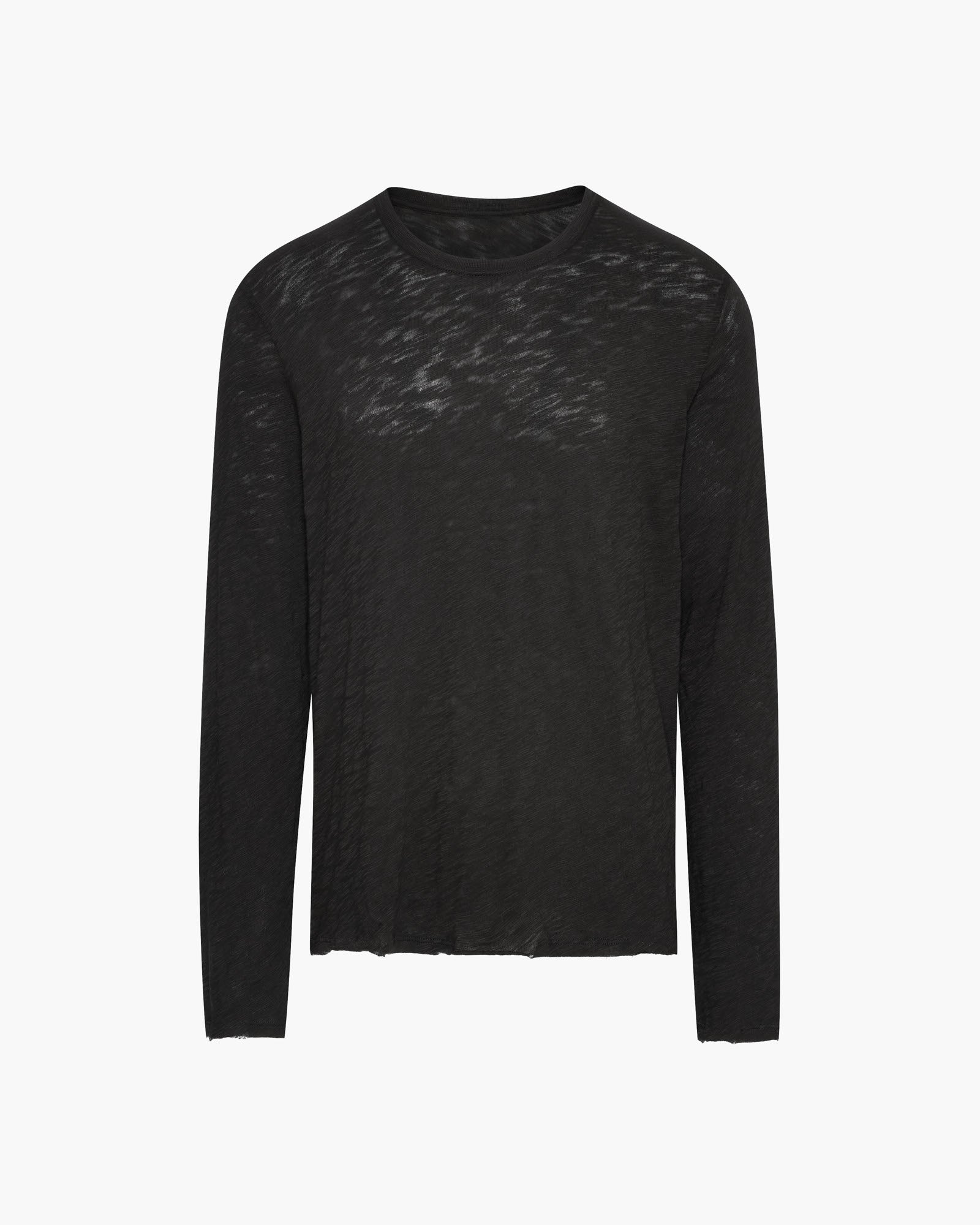 Slub Jersey Long Sleeve Destroyed Wash Tee - Black - Image 5