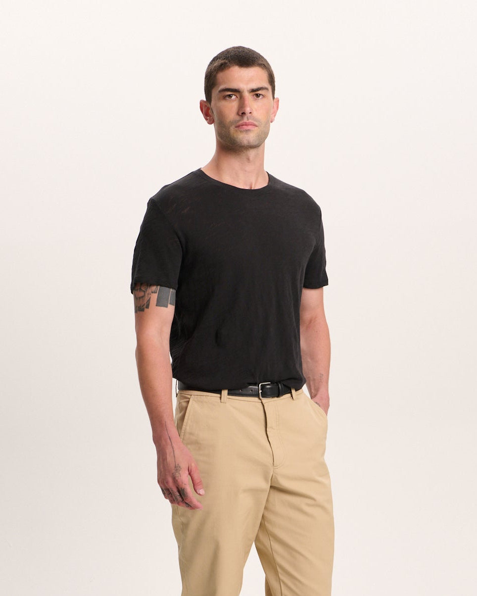 Slub Jersey Crew Neck Tee - Black - Image 3