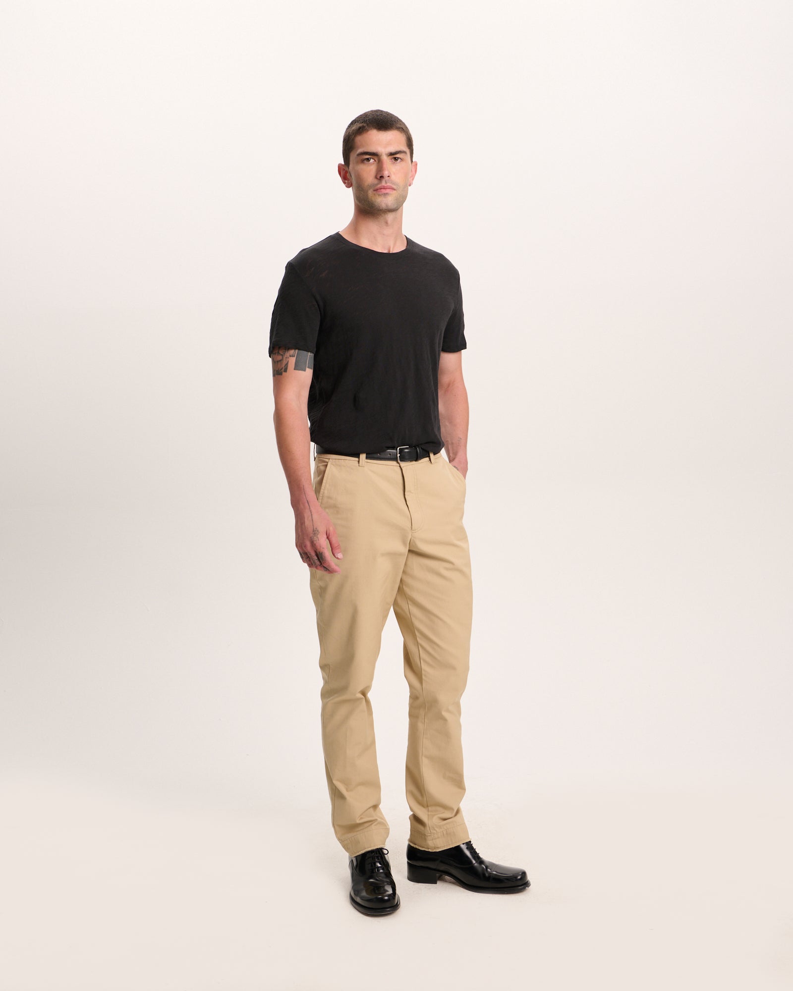 Slub Jersey Crew Neck Tee - Black - Image 4