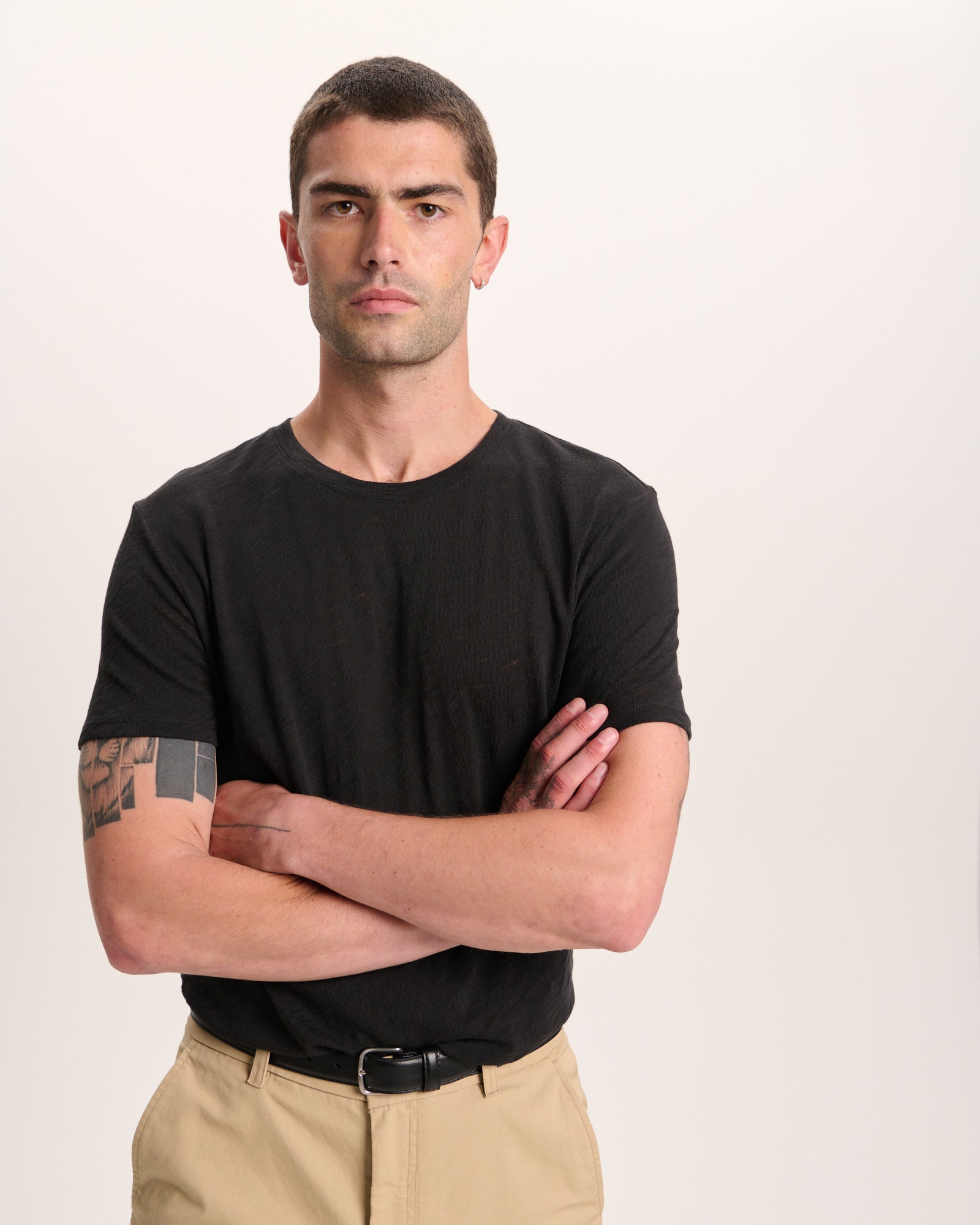 Slub Jersey Crew Neck Tee - Black - Image 2