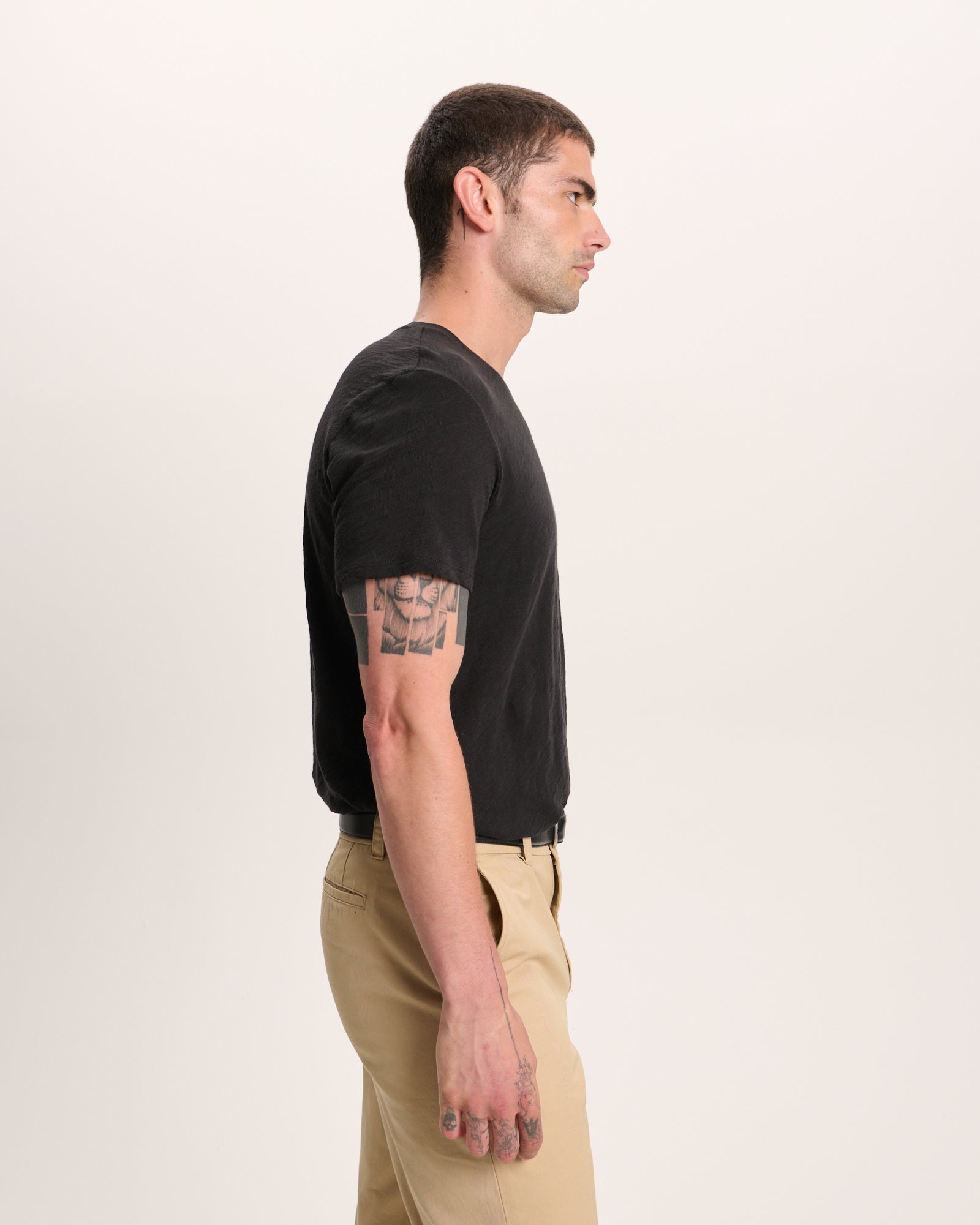 Slub Jersey Crew Neck Tee - Black - Image 5