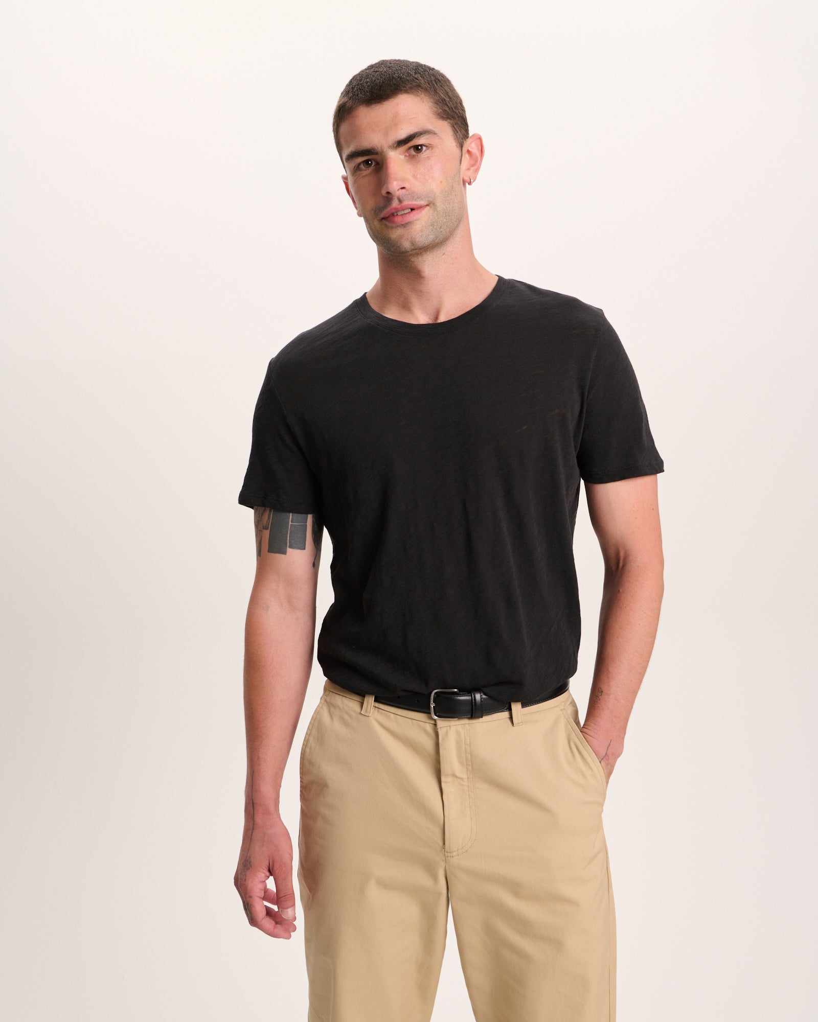Slub Jersey Crew Neck Tee - Black