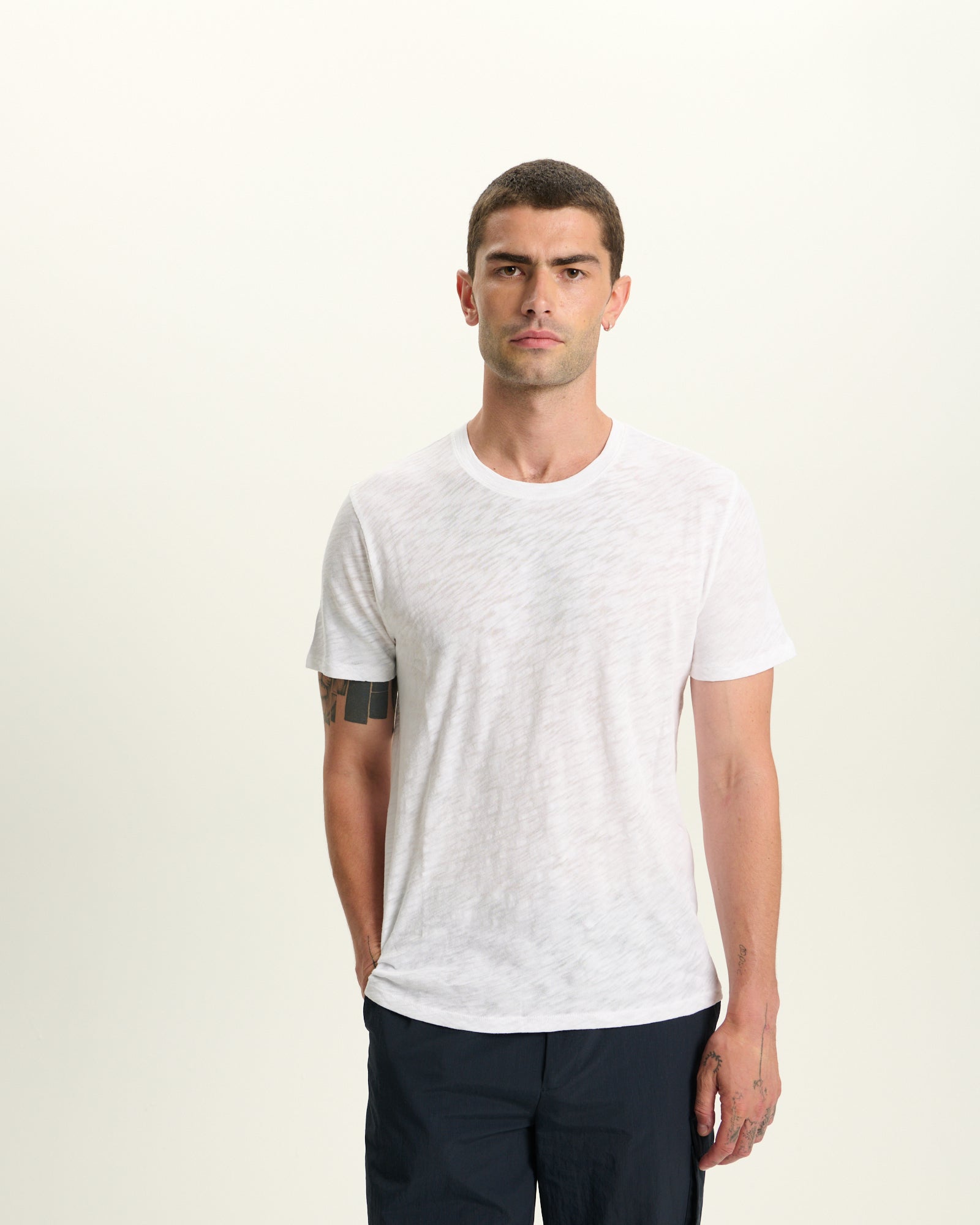 Slub Jersey Crew Neck Tee -  White