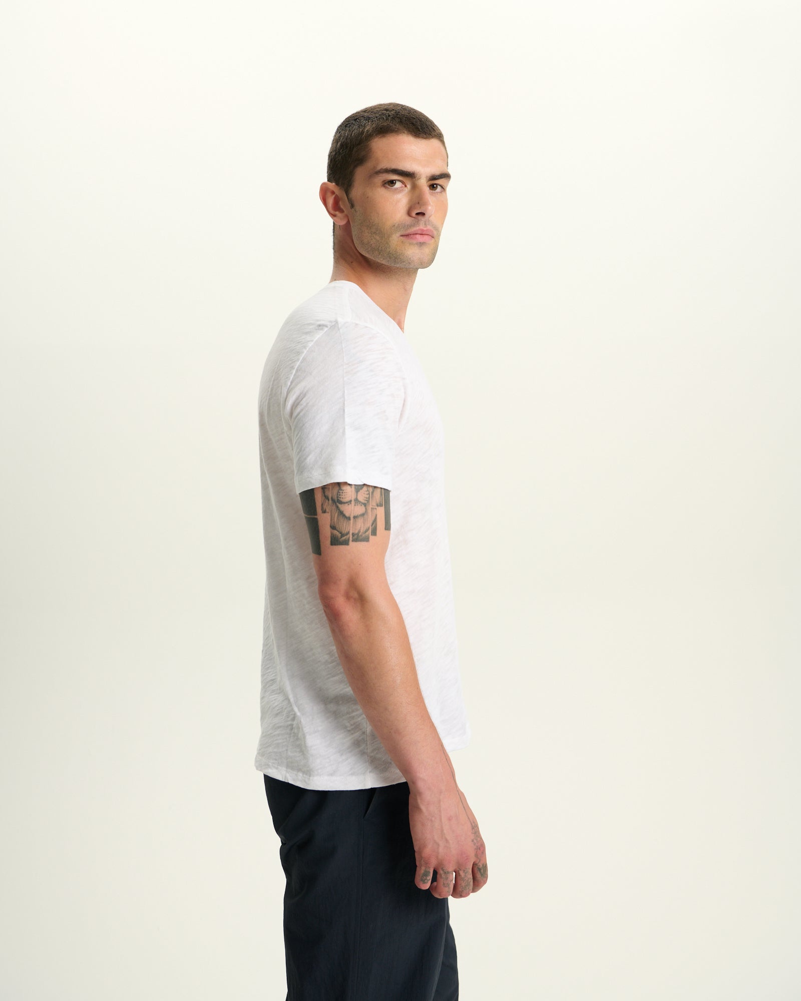 Slub Jersey Crew Neck Tee -  White - Image 5