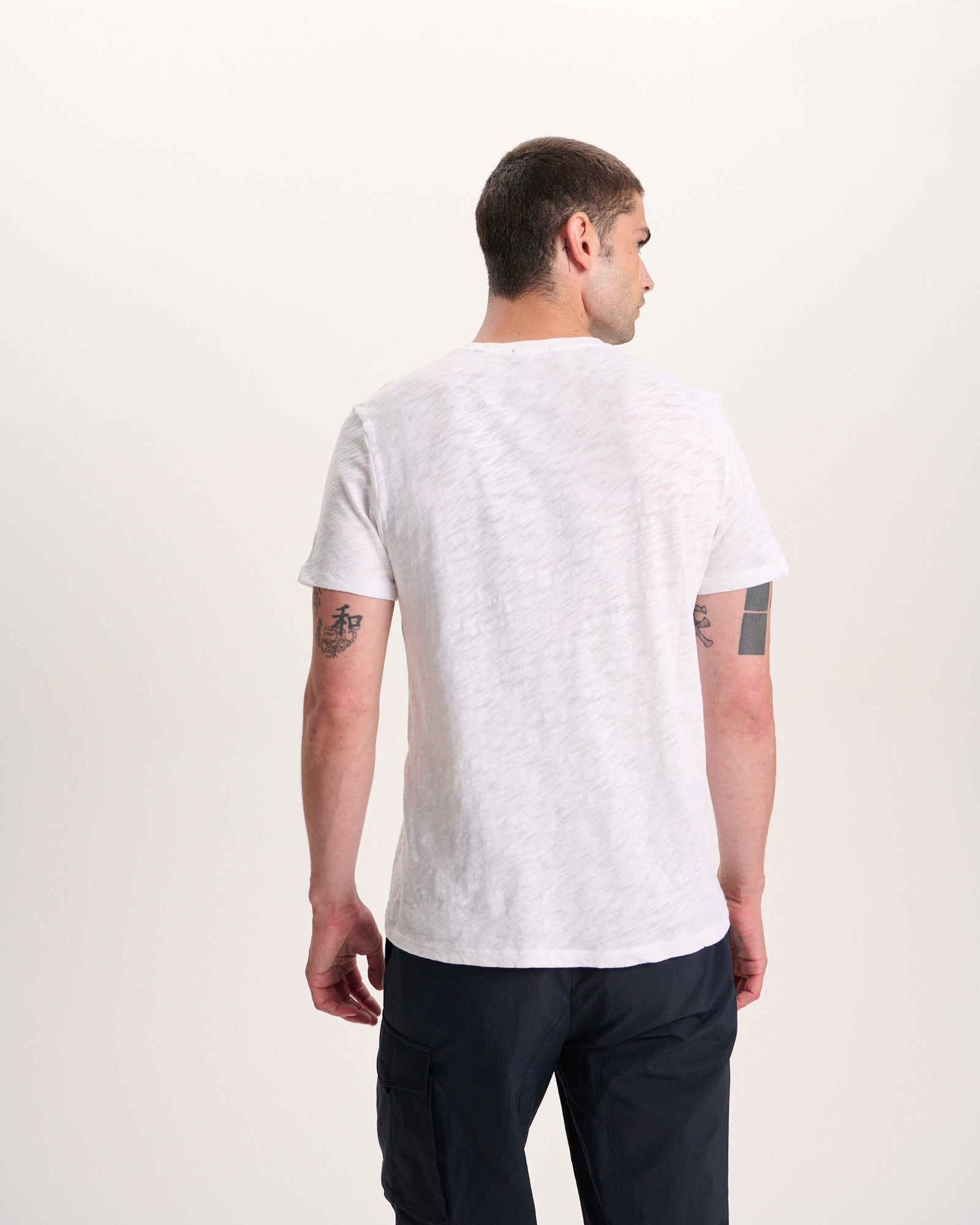 Slub Jersey Crew Neck Tee -  White - Image 6