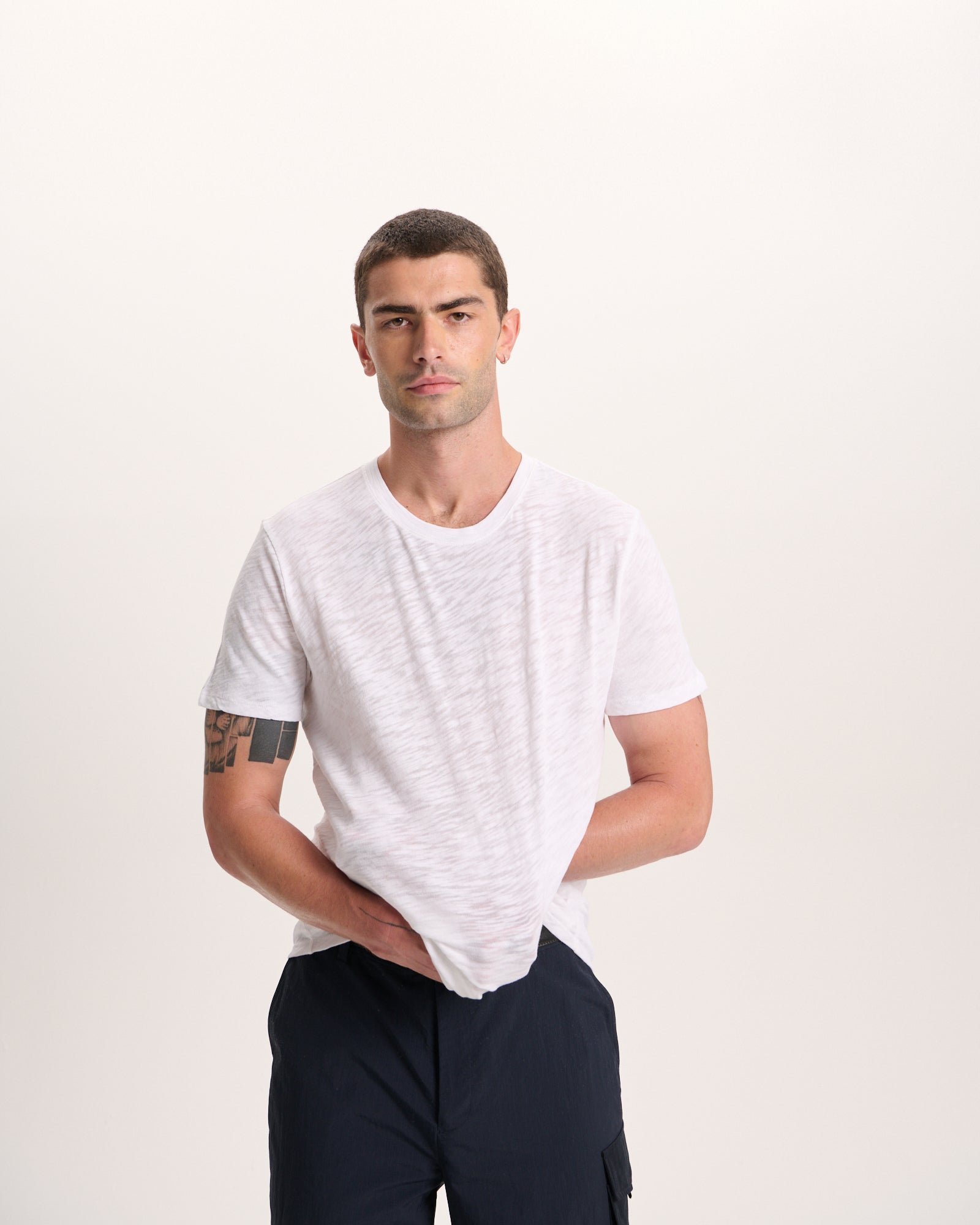 Slub Jersey Crew Neck Tee -  White - Image 2