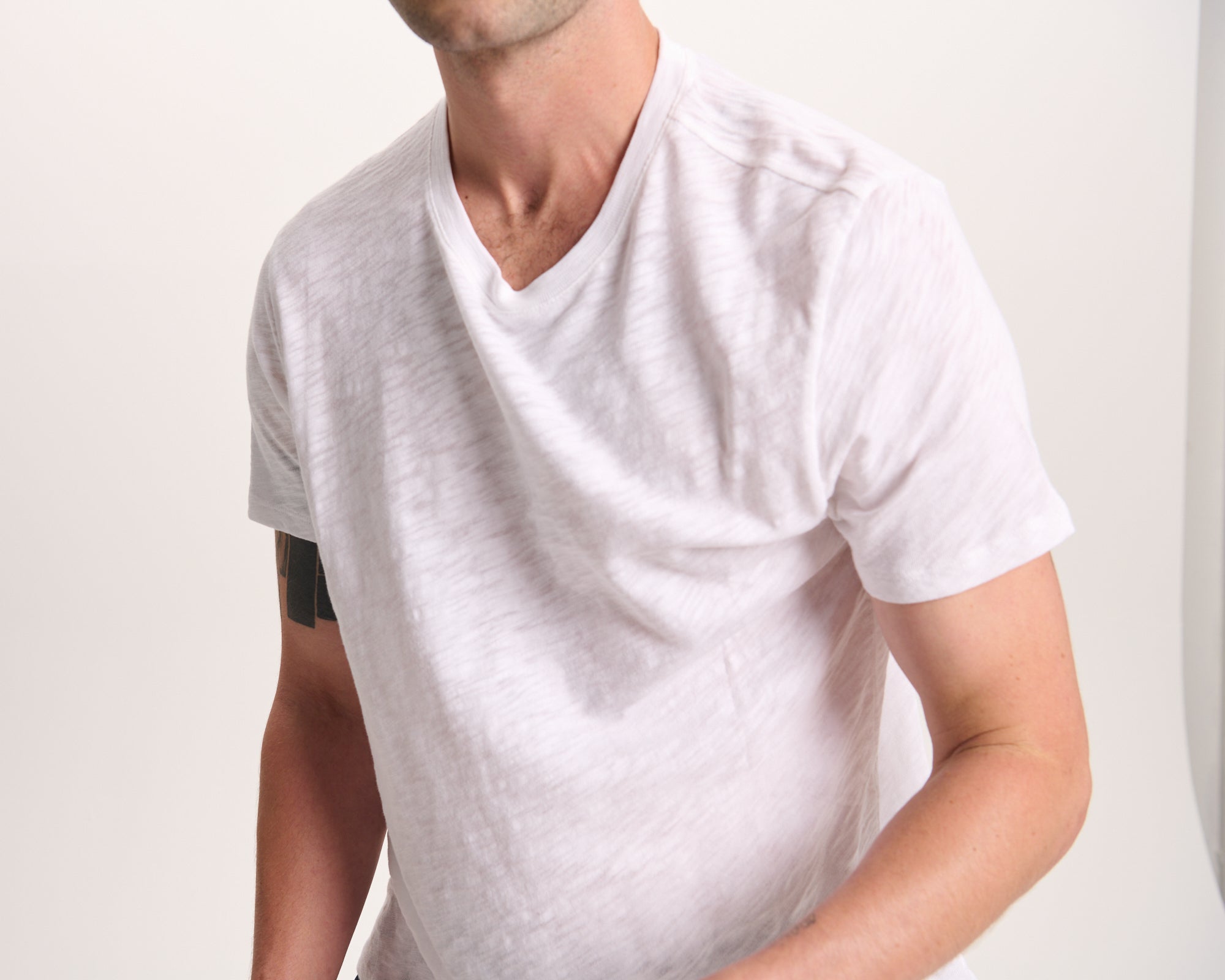 Slub Jersey Crew Neck Tee -  White - Image 8