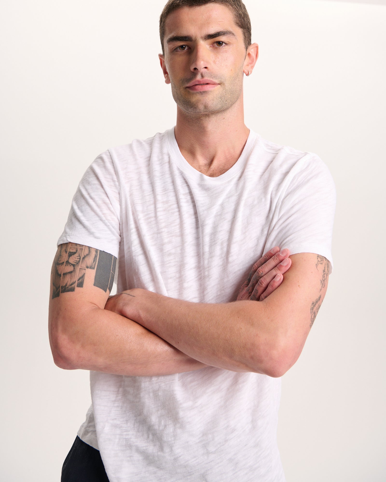 Slub Jersey Crew Neck Tee -  White - Image 3