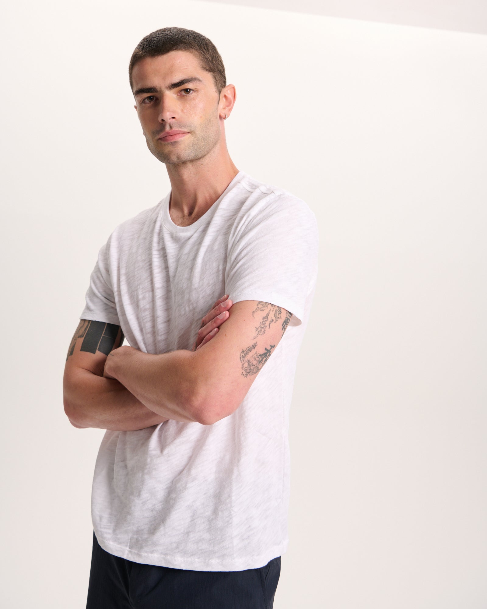 Slub Jersey Crew Neck Tee -  White - Image 4