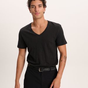 Slub Jersey V-Neck Tee - Black