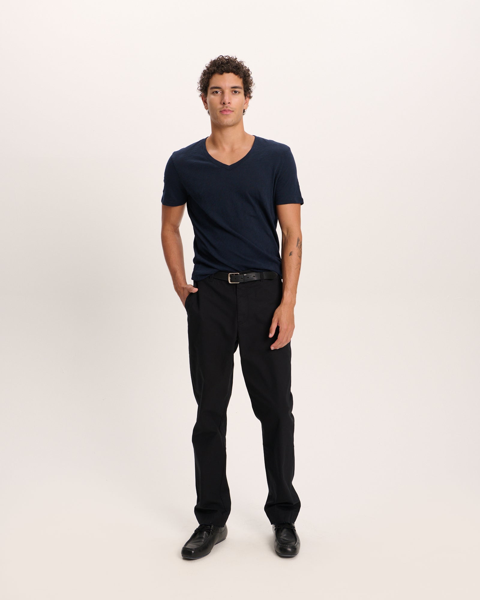 Slub Jersey V-Neck Tee - Midnight - Image 2