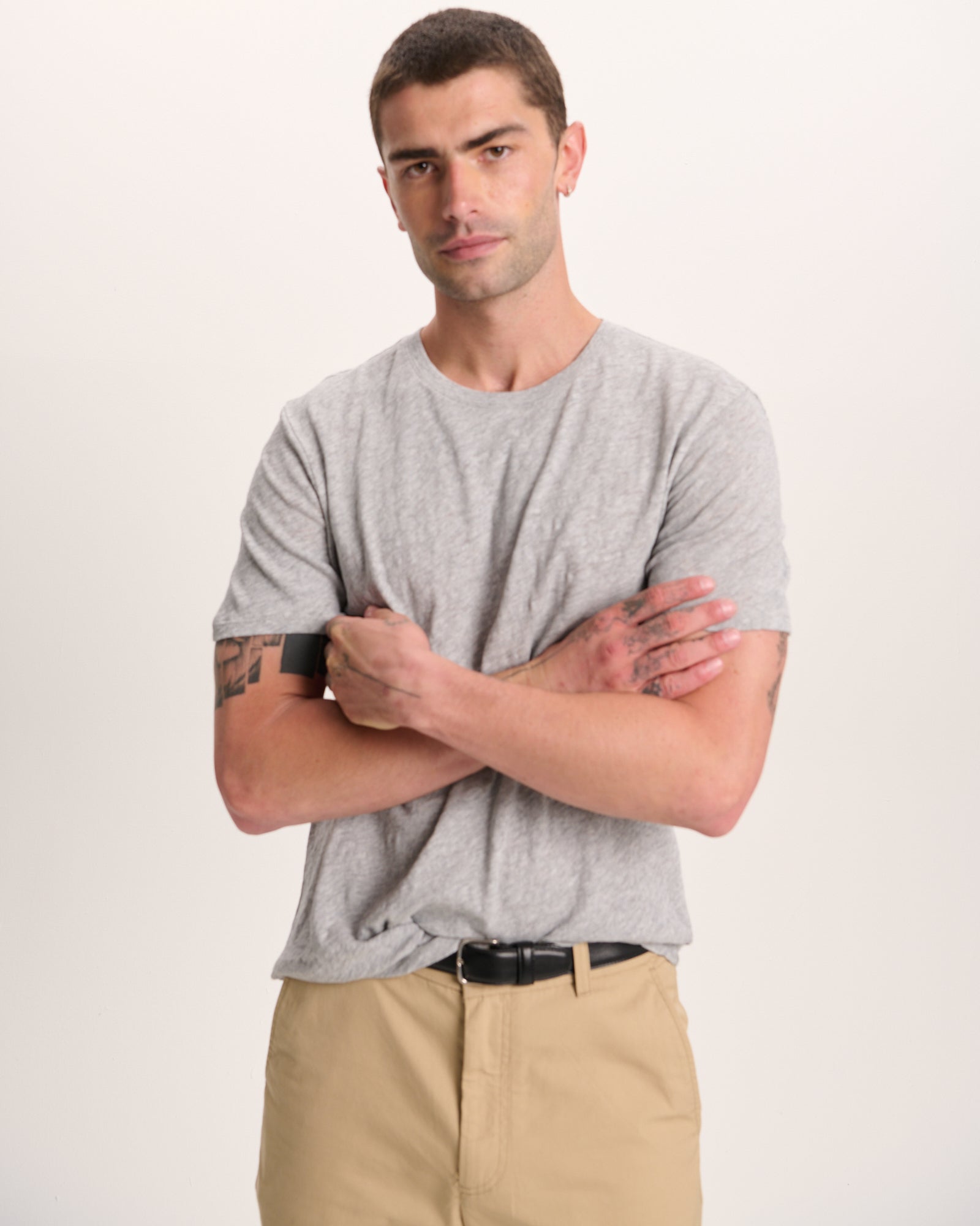Slub Jersey Crew Neck Tee - Heather Grey - Image 3