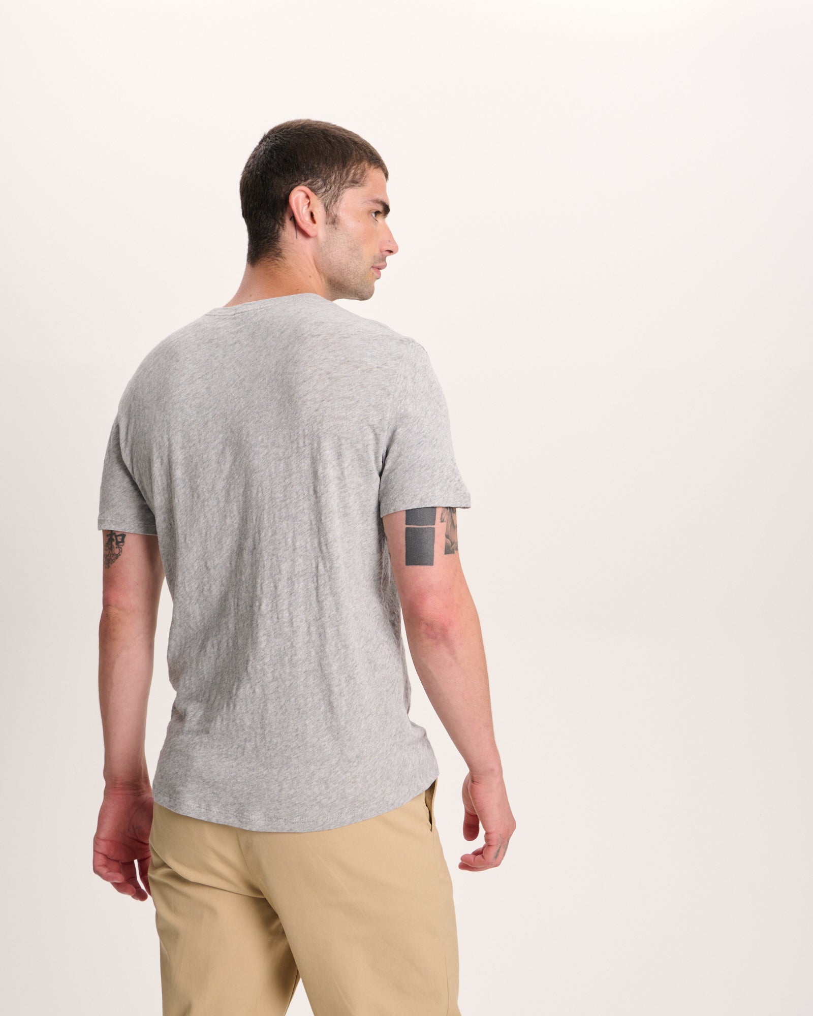 Slub Jersey Crew Neck Tee - Heather Grey - Image 4