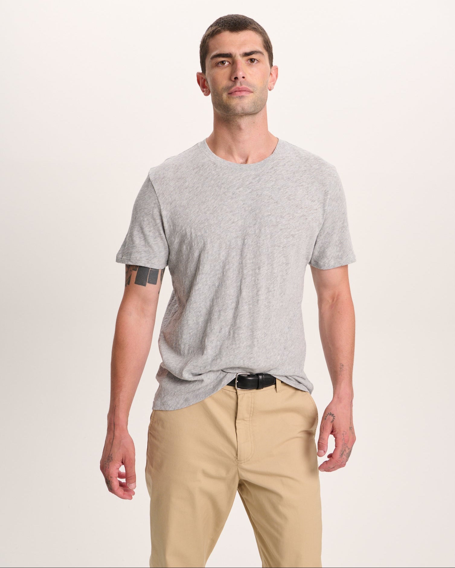 Slub Jersey Crew Neck Tee - Heather Grey