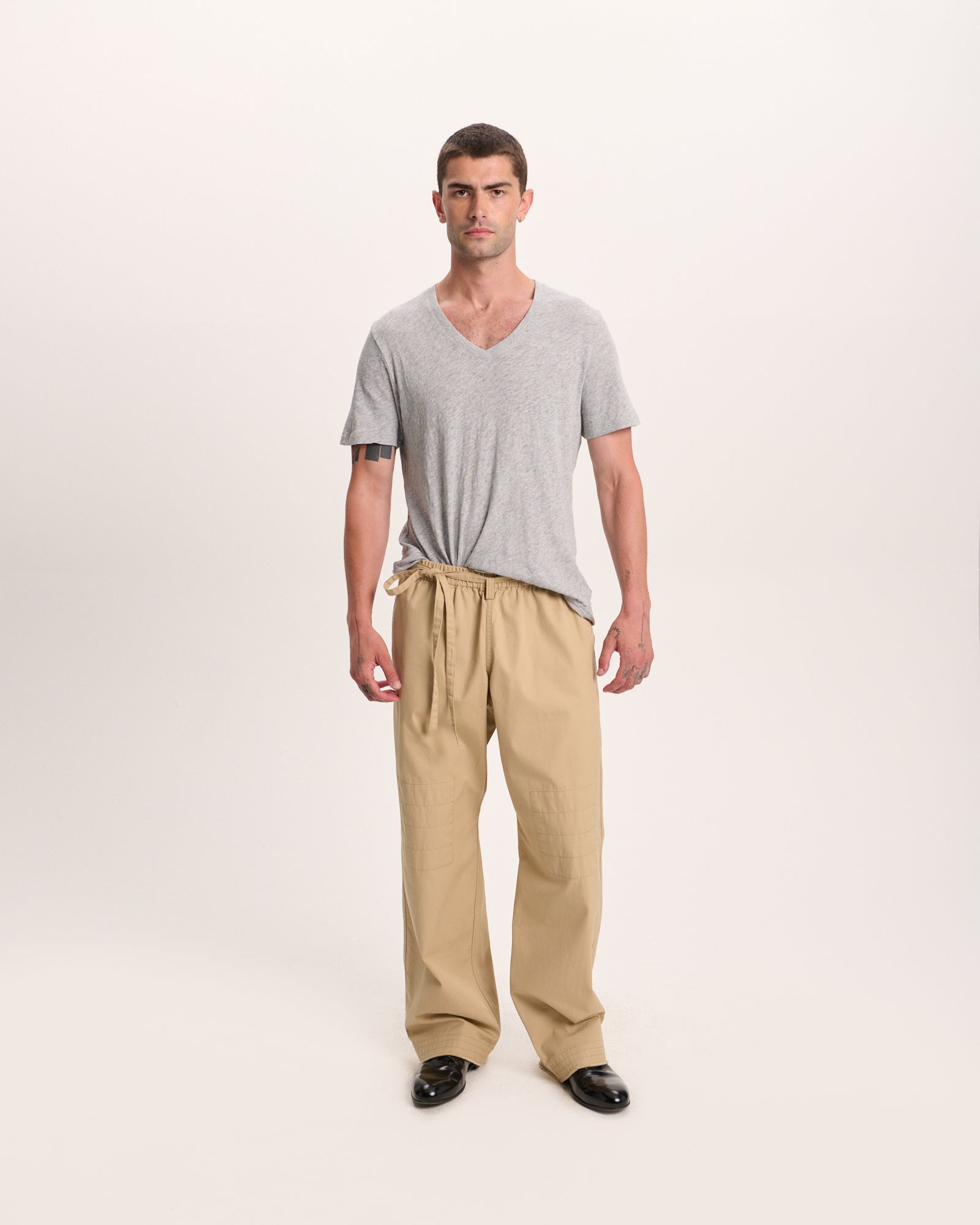Slub Jersey V-Neck Tee - Heather Grey - Image 2