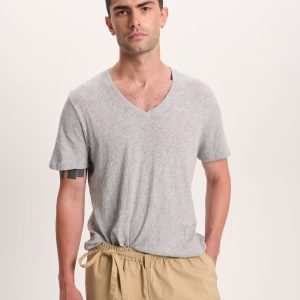 Slub Jersey V-Neck Tee - Heather Grey