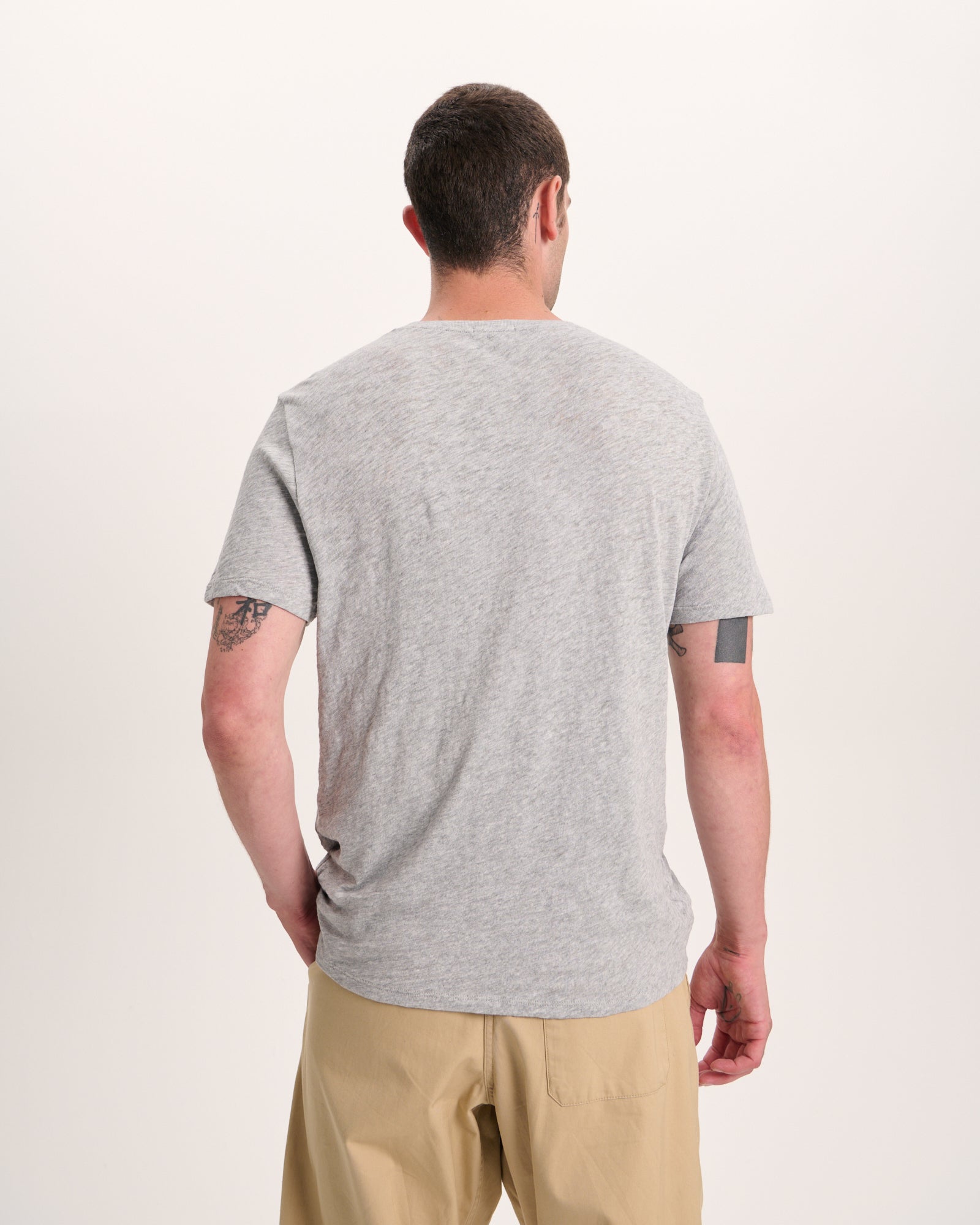 Slub Jersey V-Neck Tee - Heather Grey - Image 4