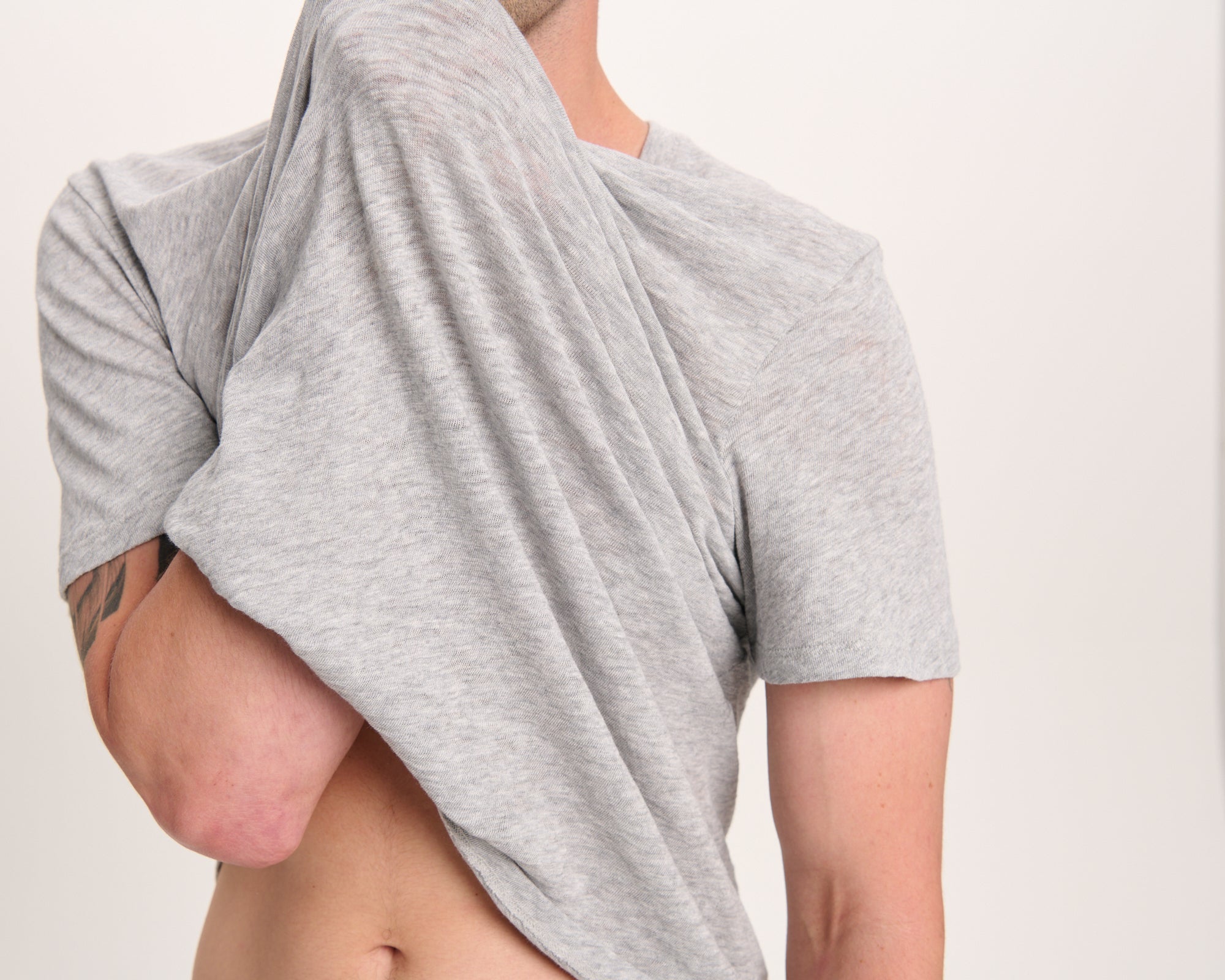 Slub Jersey V-Neck Tee - Heather Grey - Image 5