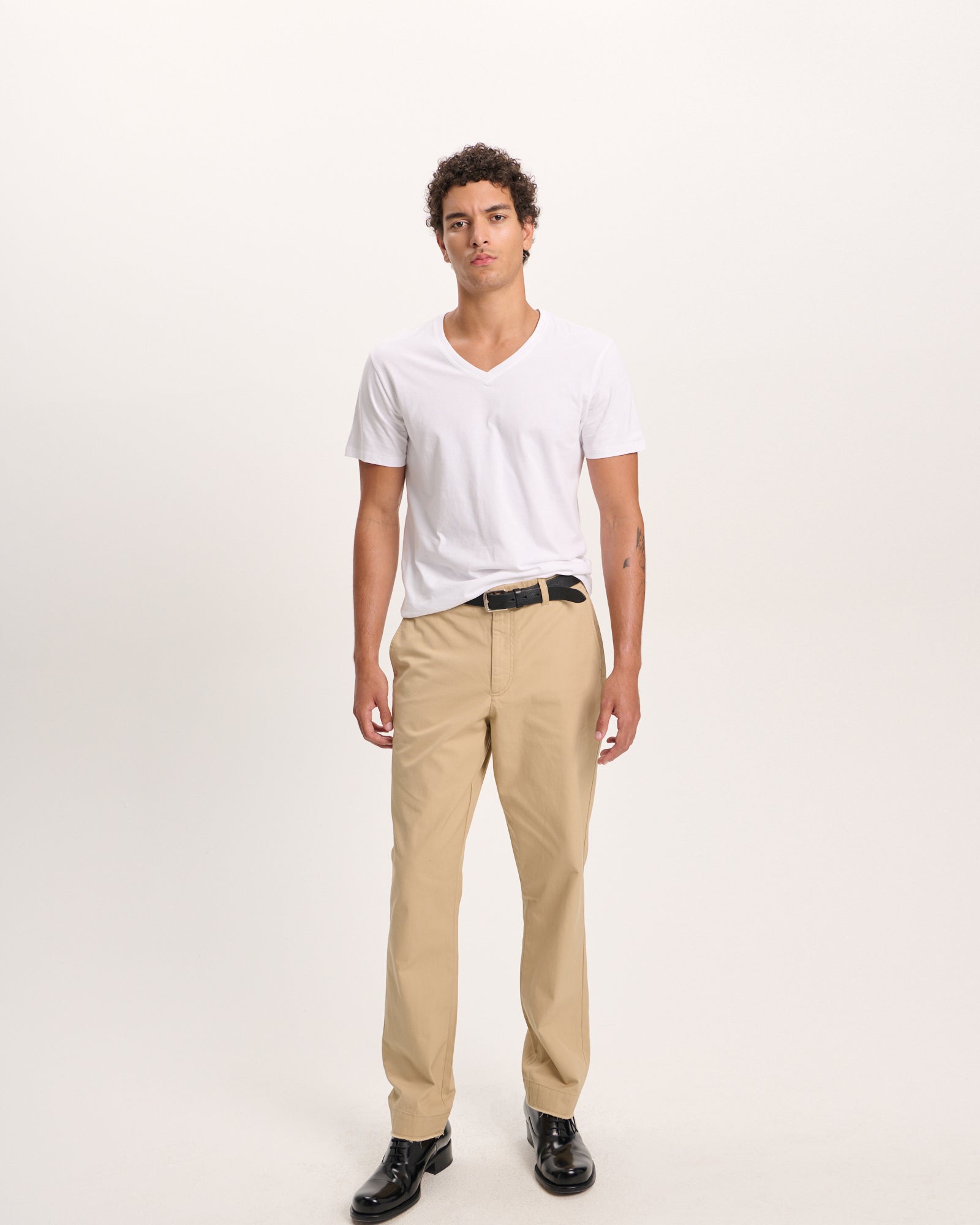 Classic Jersey V-Neck Tee - White - Image 3