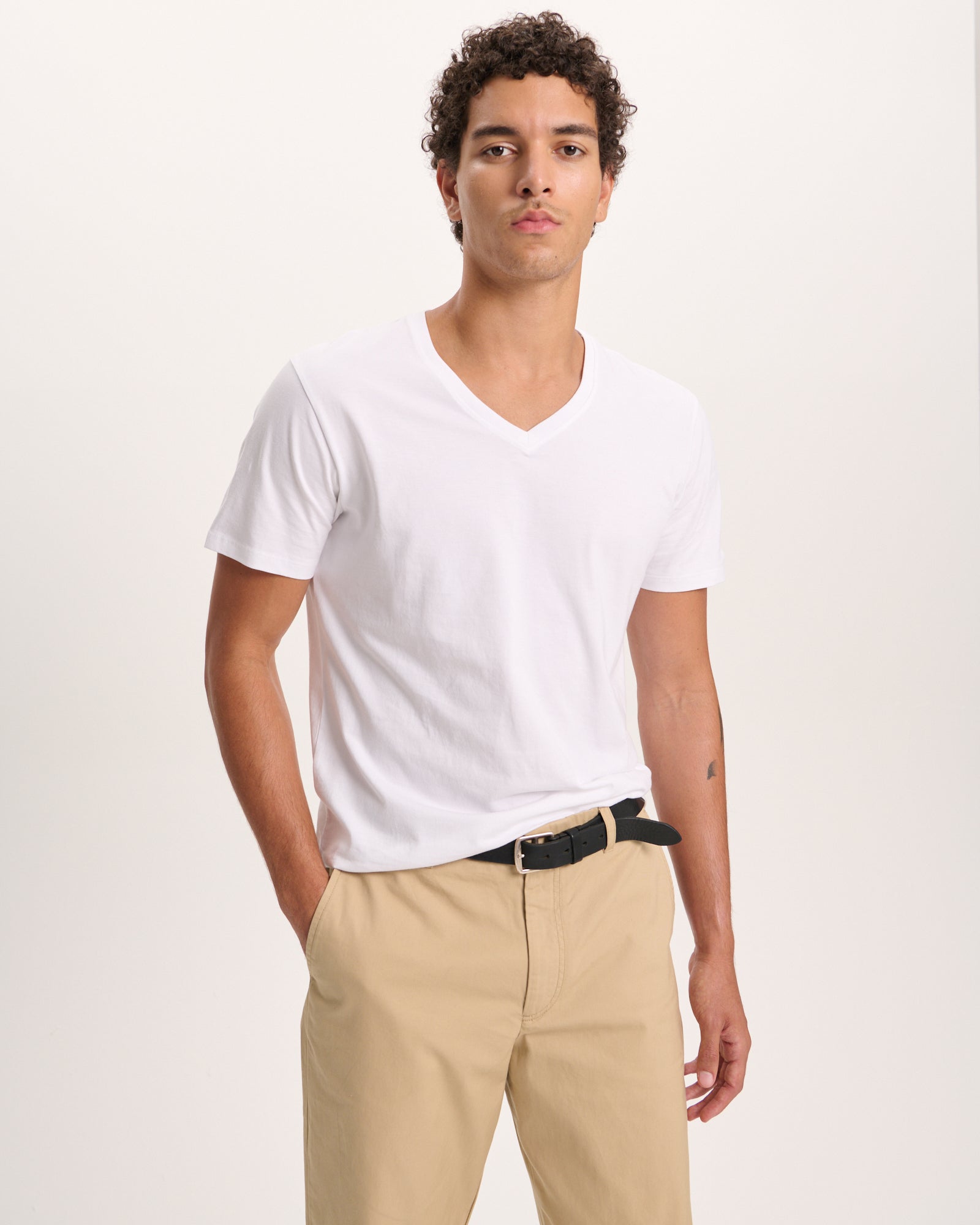 Classic Jersey V-Neck Tee - White