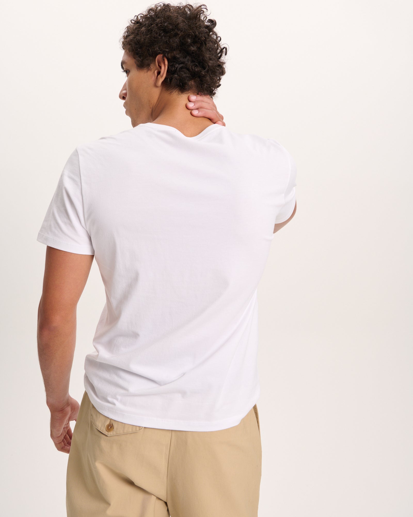 Classic Jersey V-Neck Tee - White - Image 4