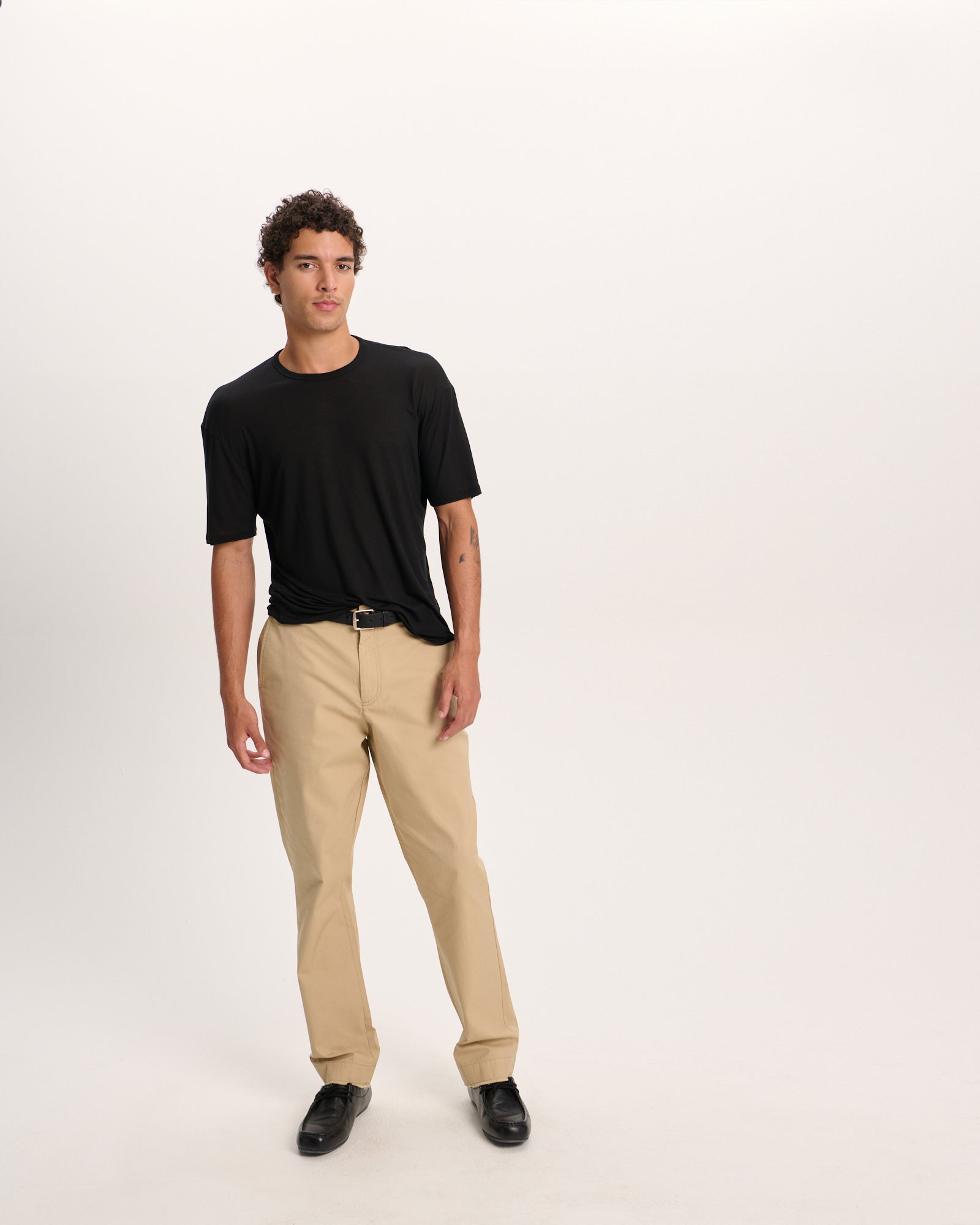Modal Jersey Crew Neck Tee - Black - Image 3