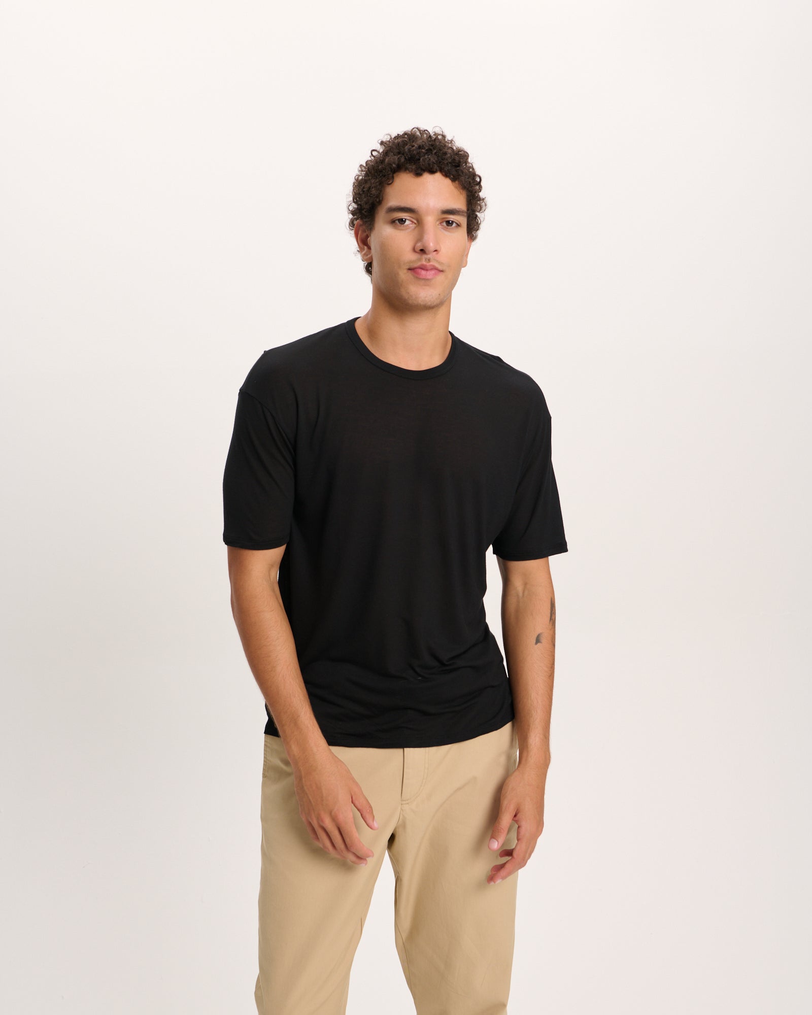 Modal Jersey Crew Neck Tee - Black - Image 8