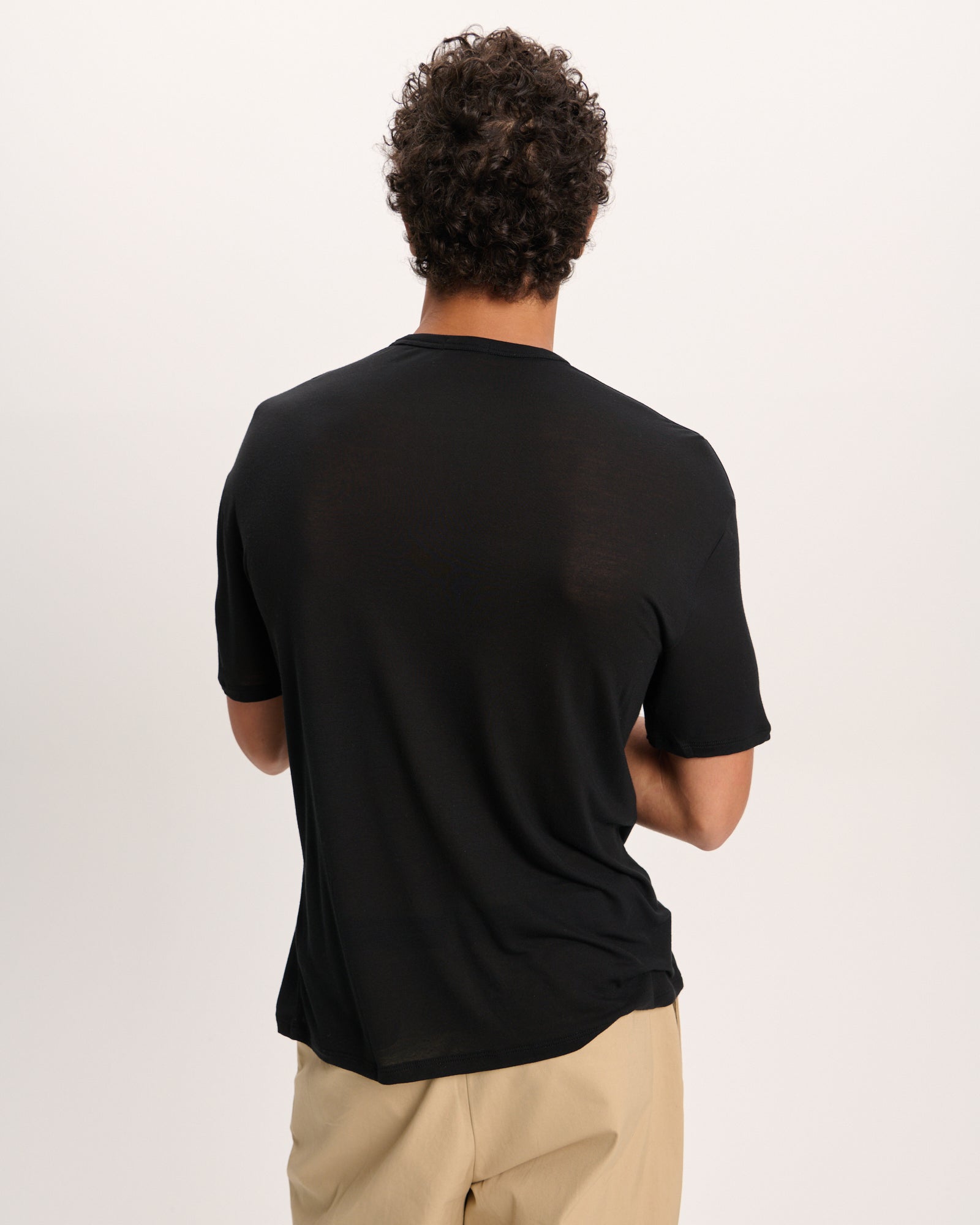 Modal Jersey Crew Neck Tee - Black - Image 4
