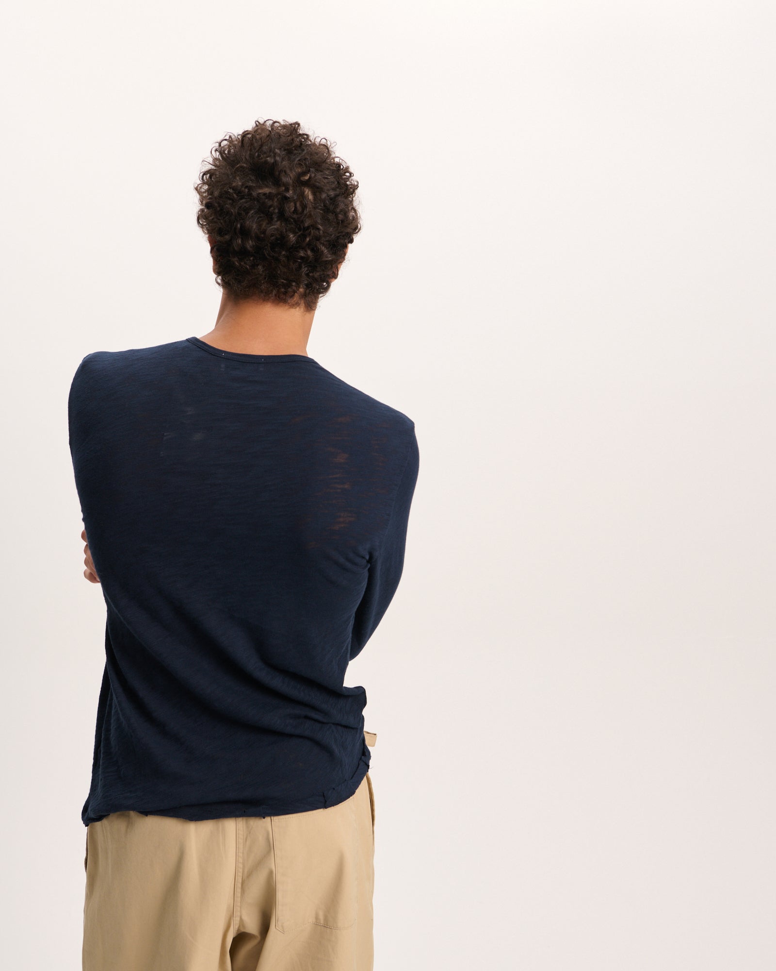 Slub Jersey Destroyed Wash Henley - Midnight - Image 4