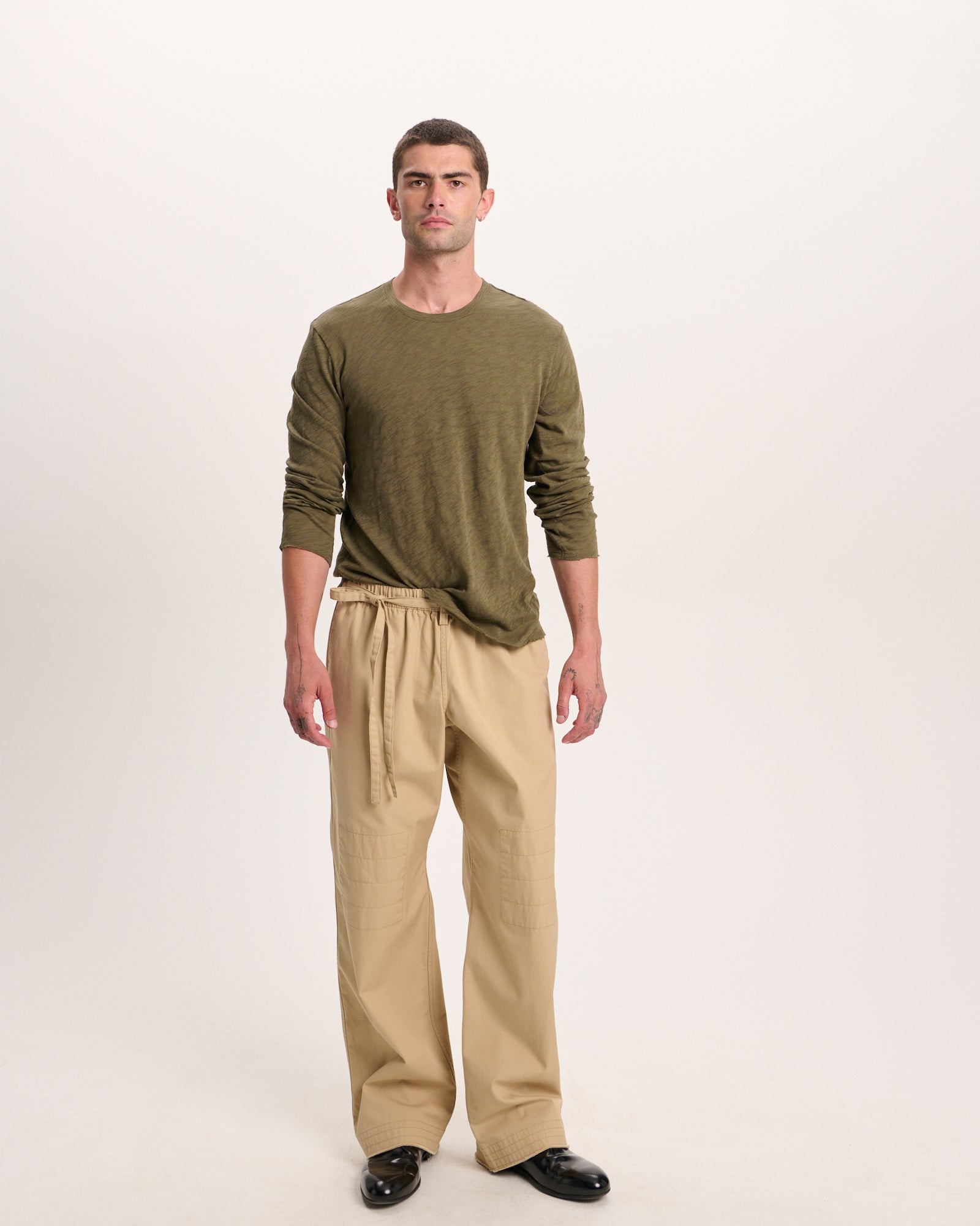 Slub Jersey Long Sleeve Destroyed Wash Tee - Army - Image 8