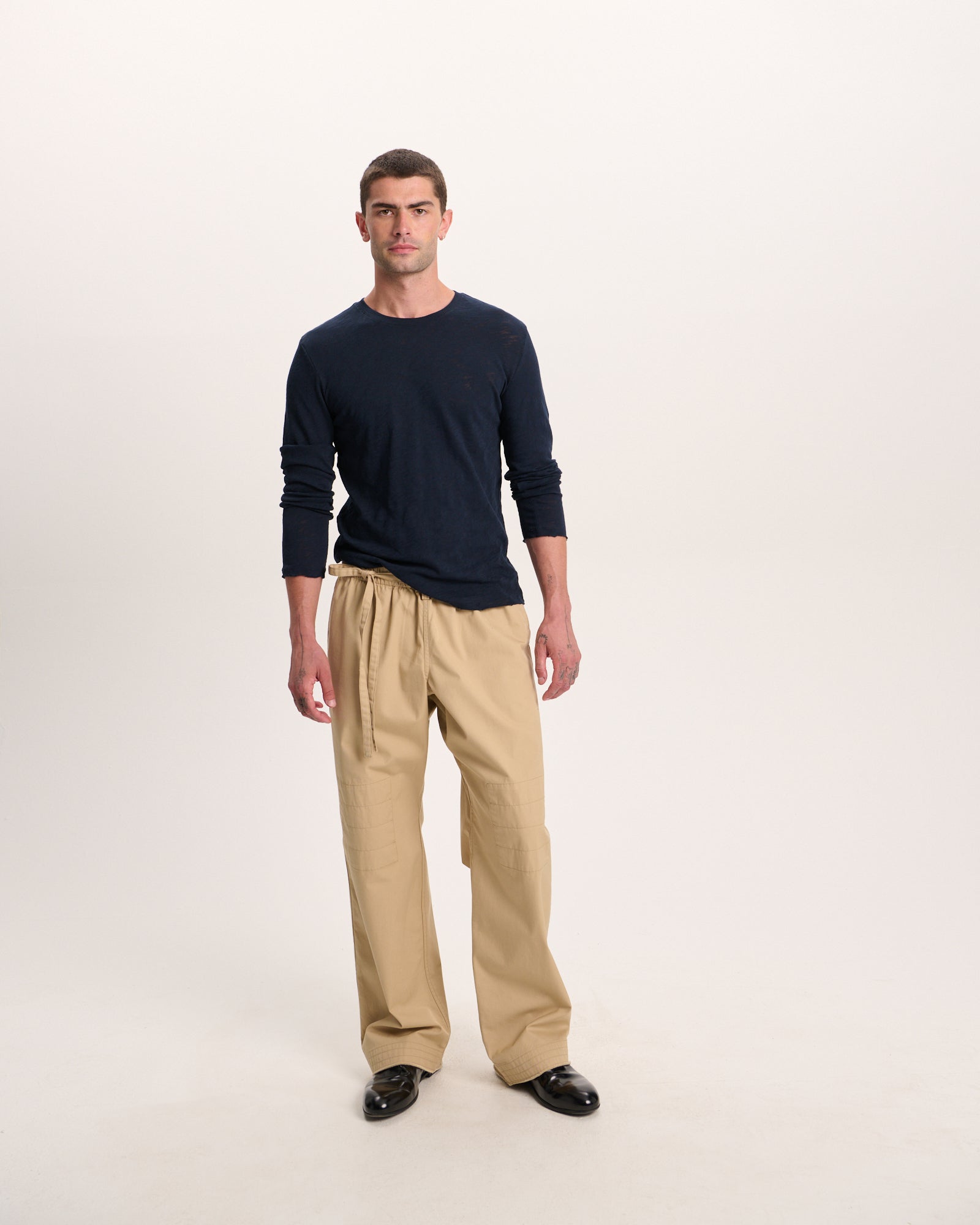 Slub Jersey Long Sleeve Destroyed Wash Tee - Midnight - Image 3