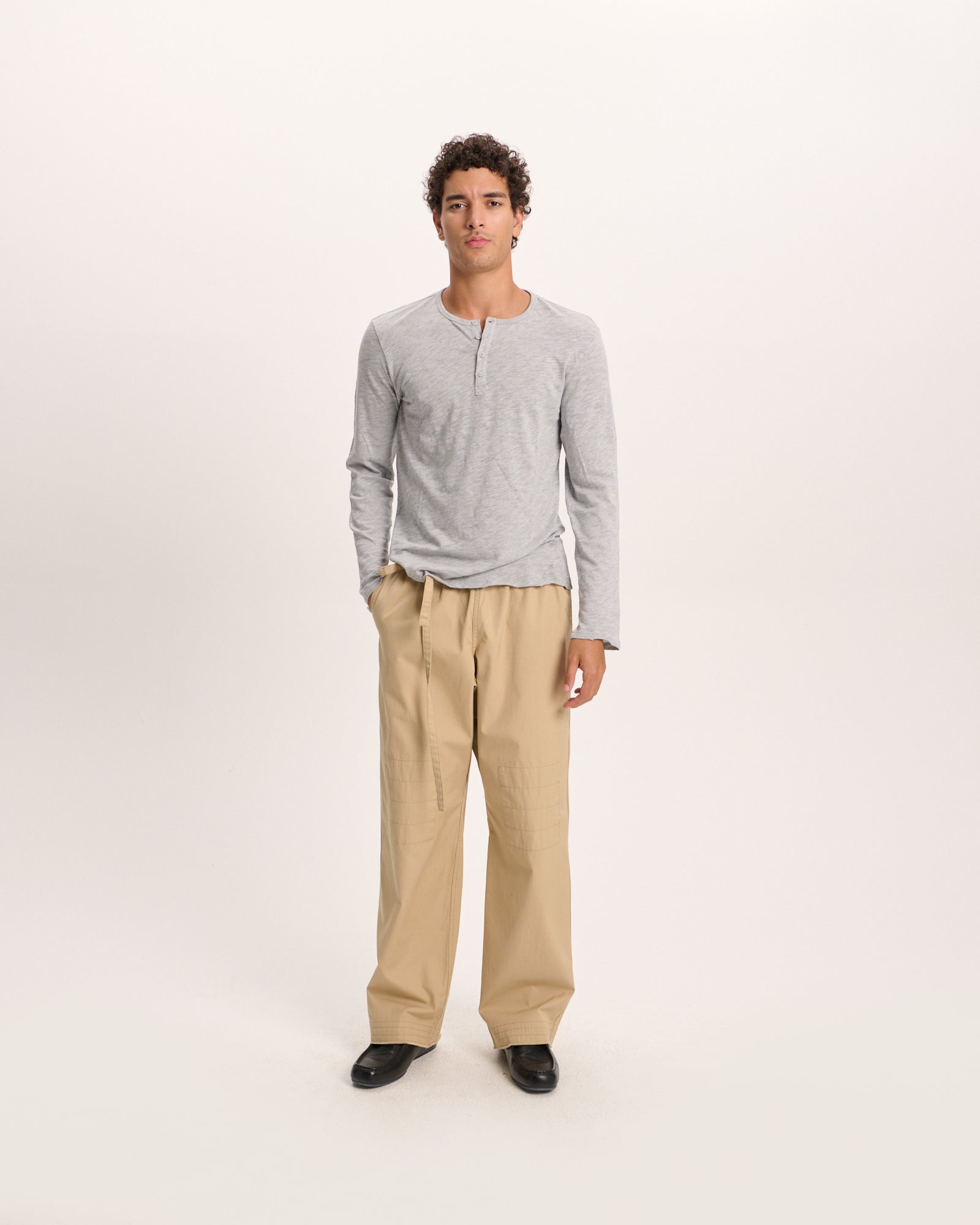 Slub Jersey Destroyed Wash Henley - Heather Grey - Image 3