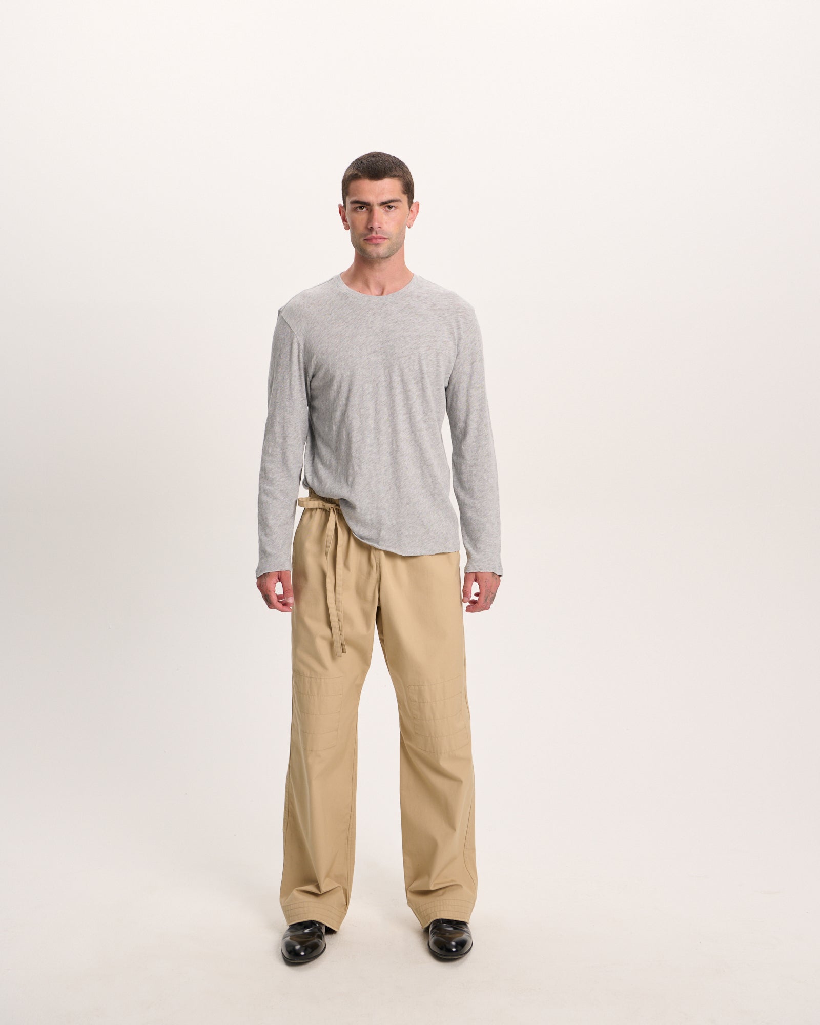 Slub Jersey Long Sleeve Destroyed Wash Tee - Heather Grey - Image 9