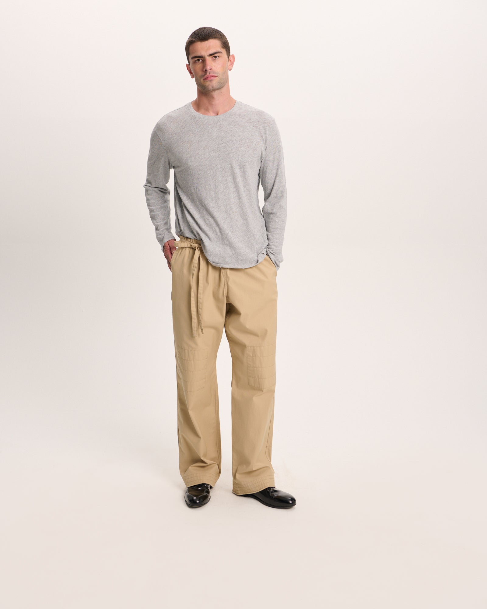 Slub Jersey Long Sleeve Destroyed Wash Tee - Heather Grey - Image 2