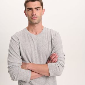Slub Jersey Long Sleeve Destroyed Wash Tee - Heather Grey