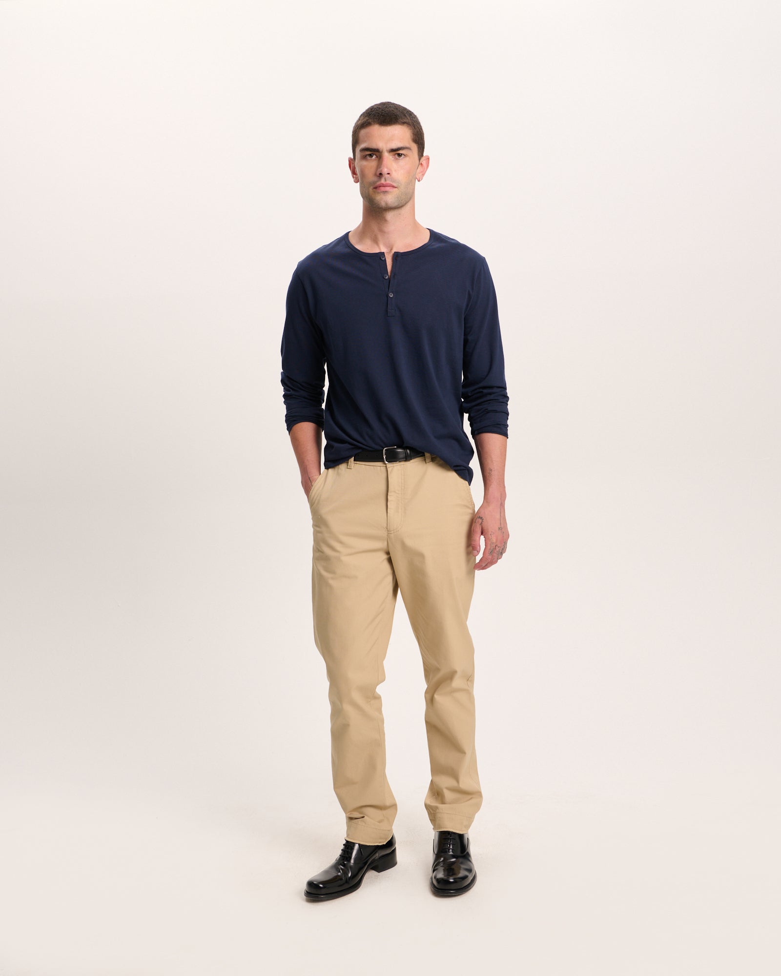 Classic Jersey Long Sleeve Henley - Midnight - Image 2