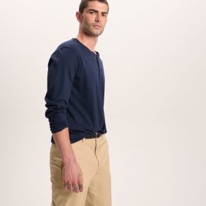 Classic Jersey Long Sleeve Henley - Midnight
