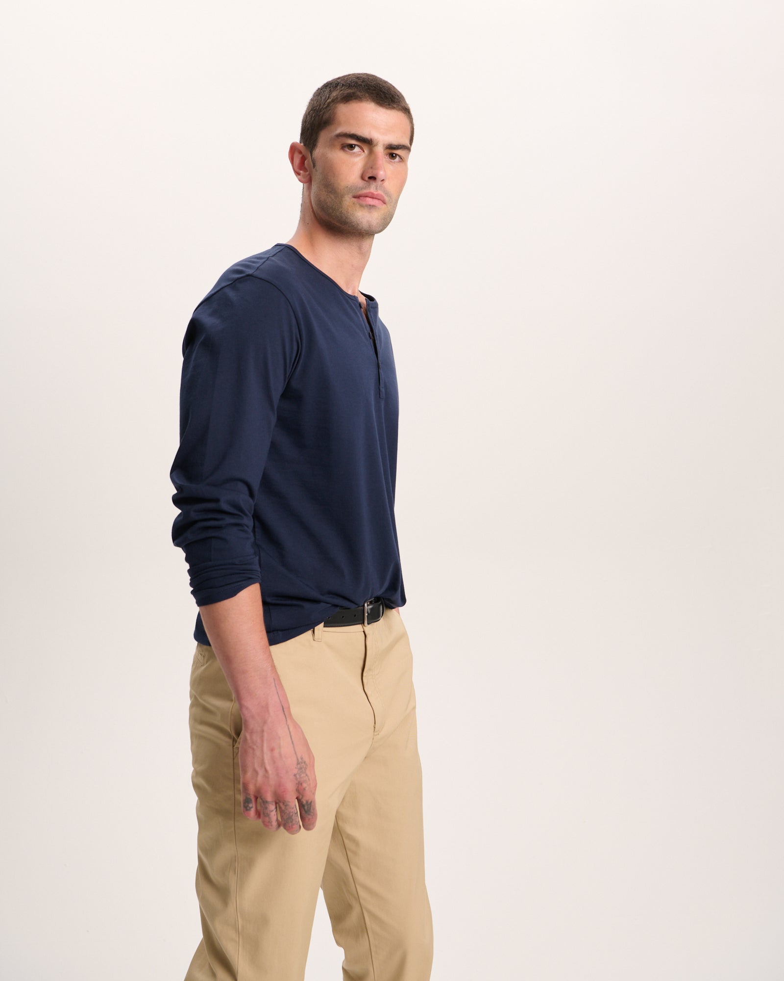 Classic Jersey Long Sleeve Henley - Midnight