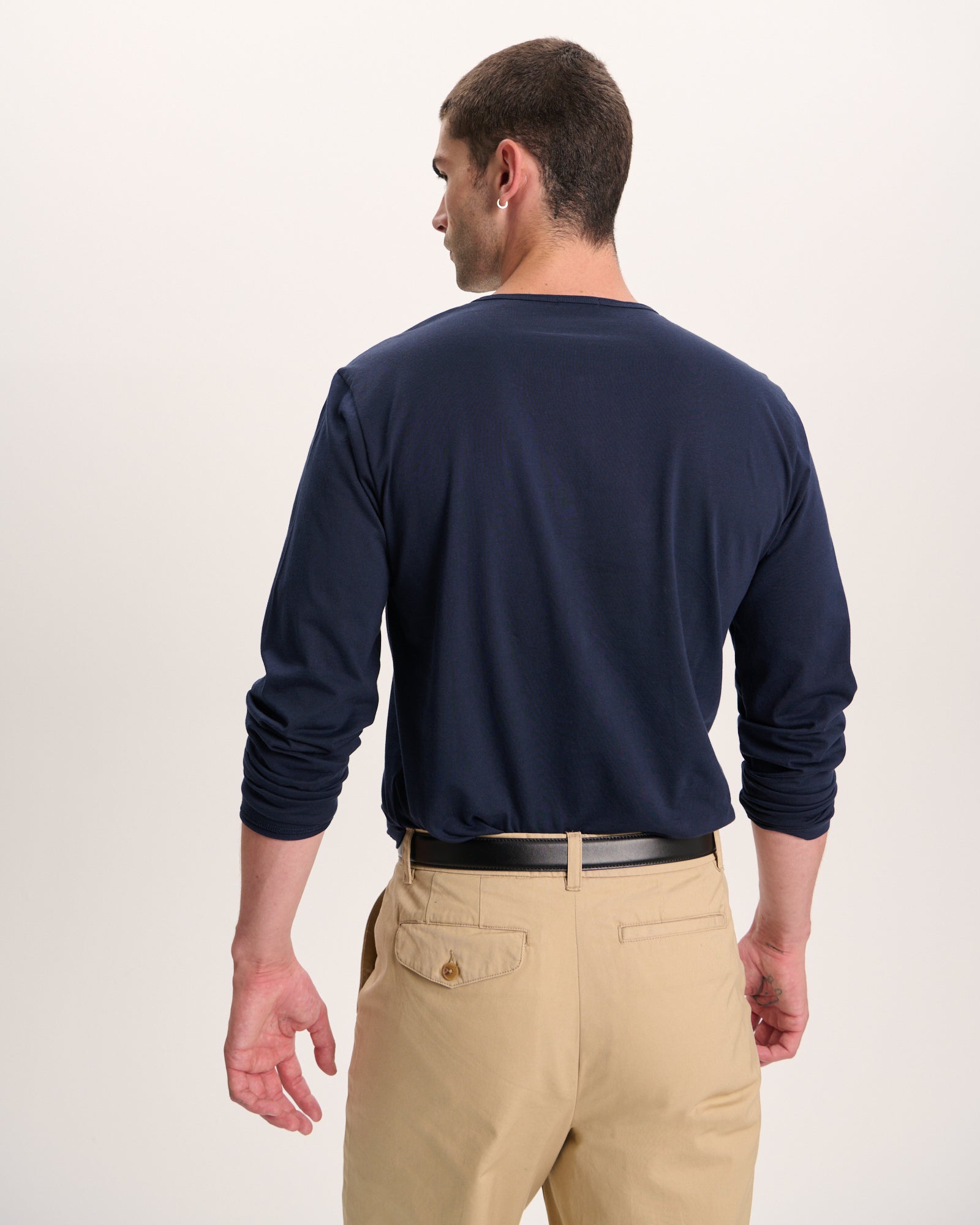 Classic Jersey Long Sleeve Henley - Midnight - Image 3