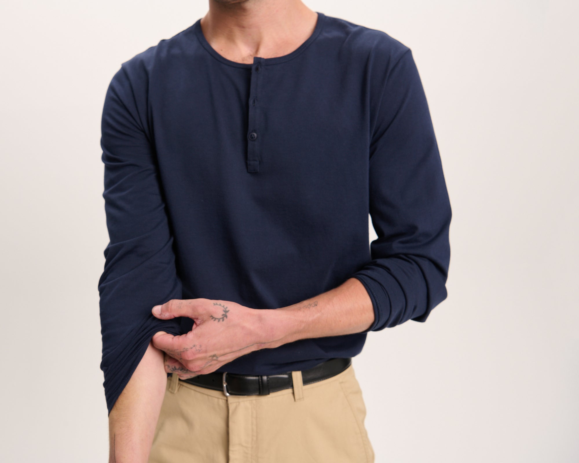 Classic Jersey Long Sleeve Henley - Midnight - Image 4