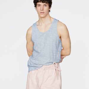 Slub Jersey Destroyed Tank - Cool Water