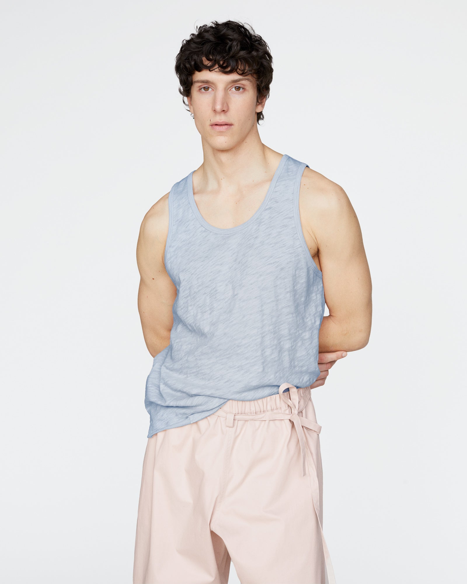 Slub Jersey Destroyed Tank - Cool Water