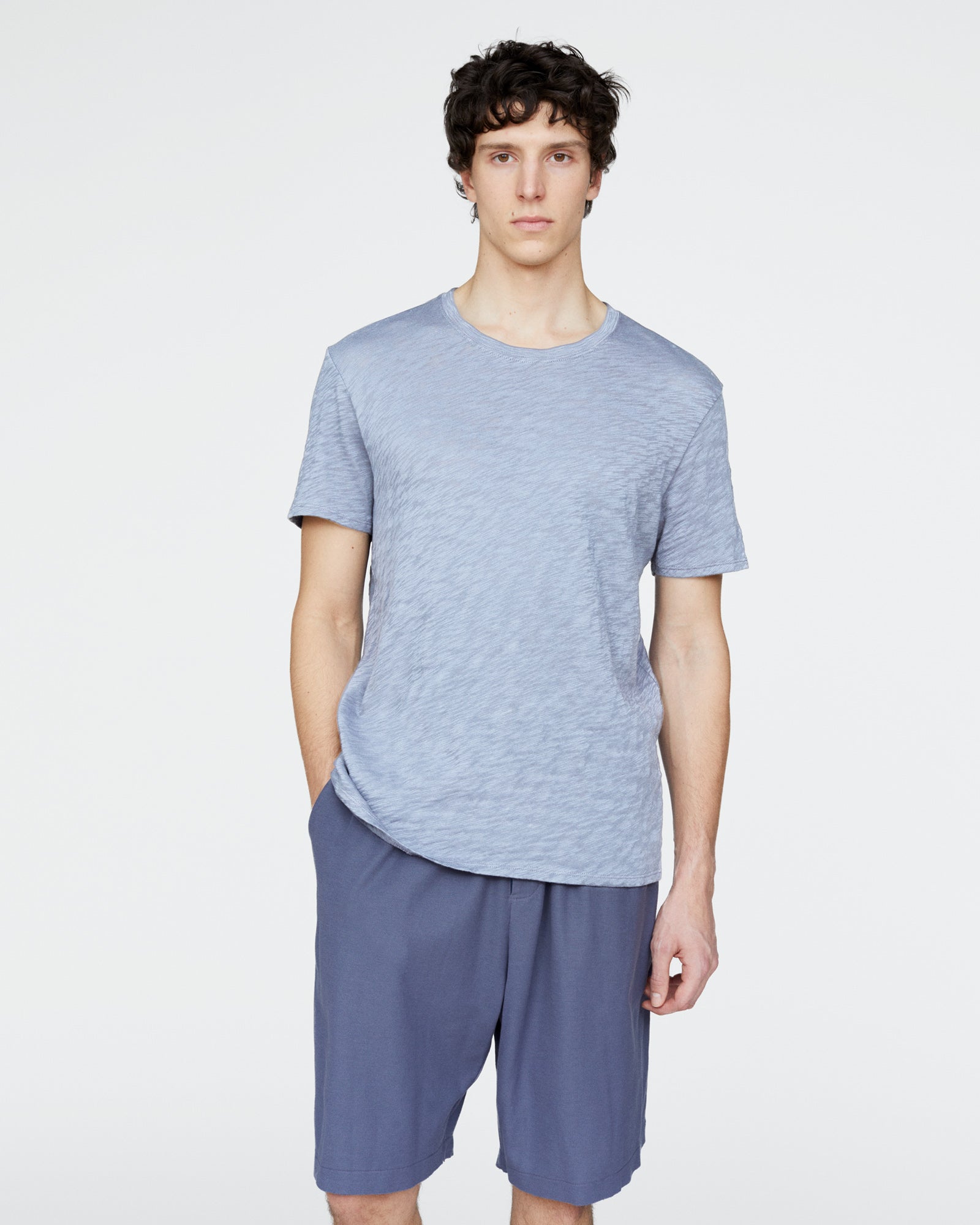 Slub Jersey Crew Neck Tee - Cool Water