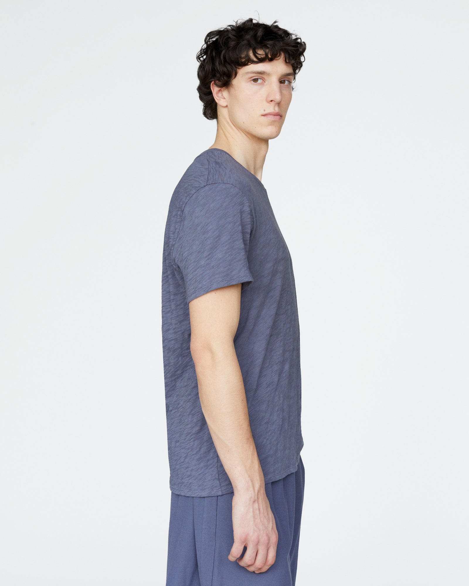 Slub Jersey Crew Neck Tee - Dusk Blue - Image 3